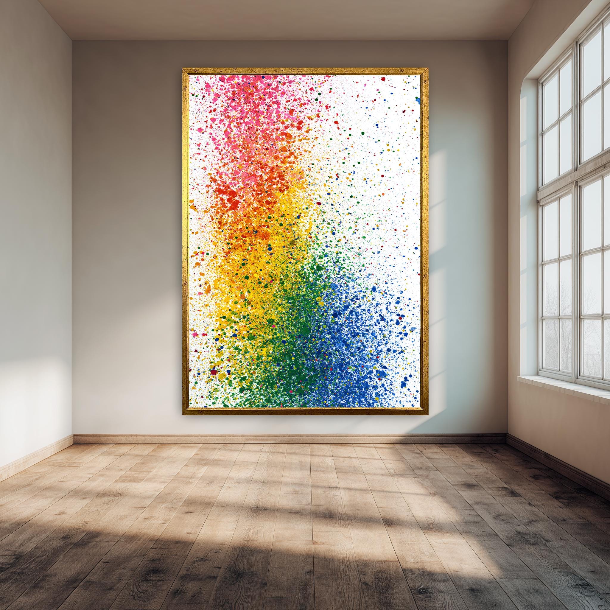 Rainbow Gradient Art Print – Vibrant Colorful Wall Decor | Modern Drip Painting Canvas