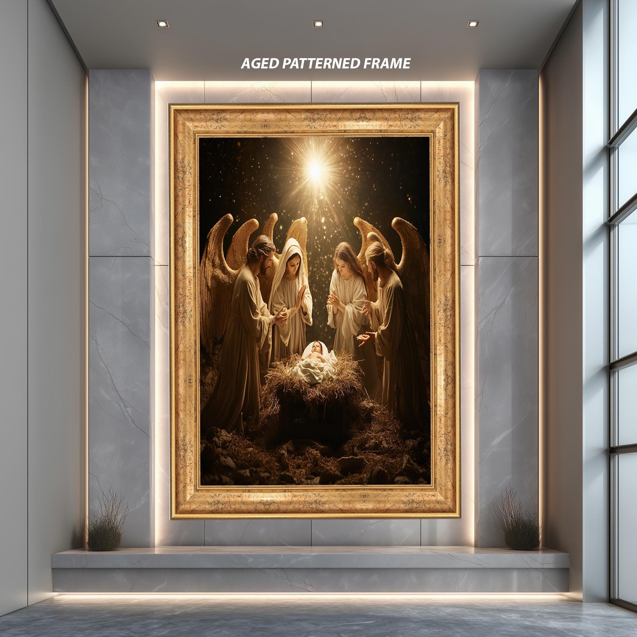 Nativity Scene Canvas | Holy Family Art - Baby Jesus Manger Scene Print