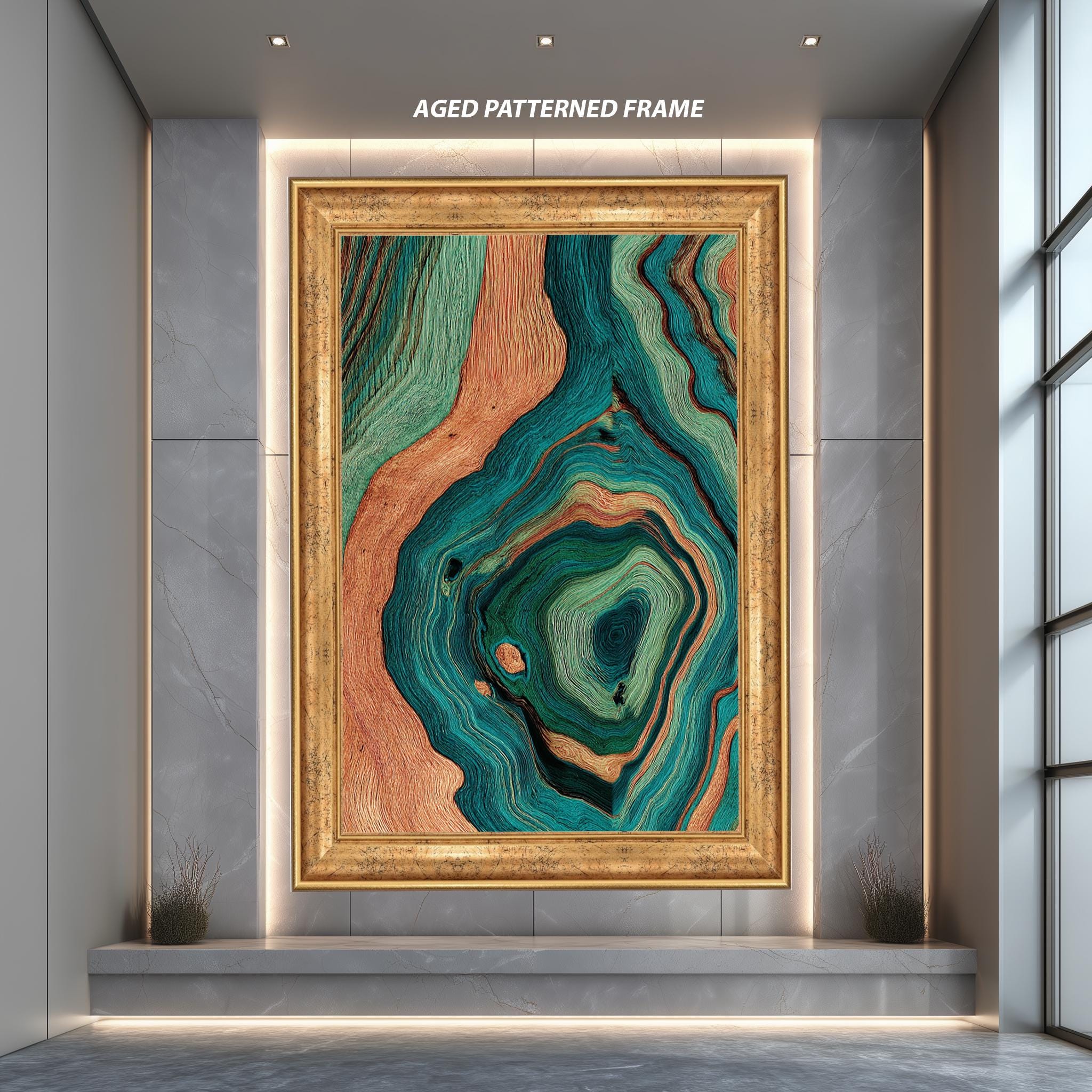 Abstract Geometric Canvas Art – Modern Wall Art | Teal Orange Print Texture