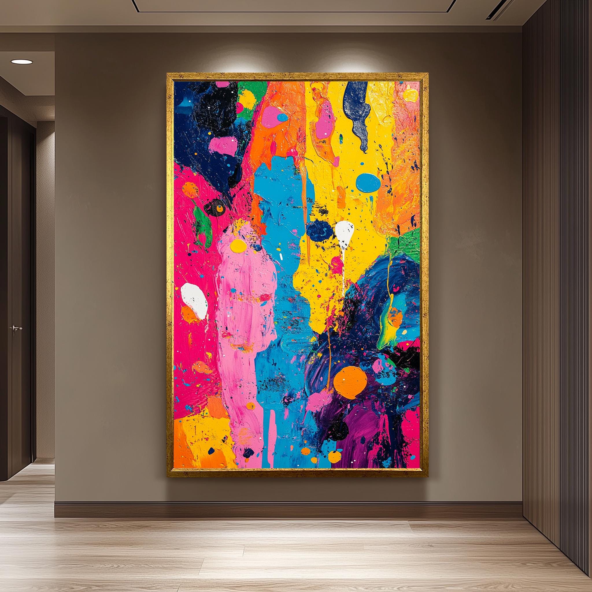 Neon Drip Pop Art Bold Abstract Canvas Painting – Vibrant Urban Wall Decor