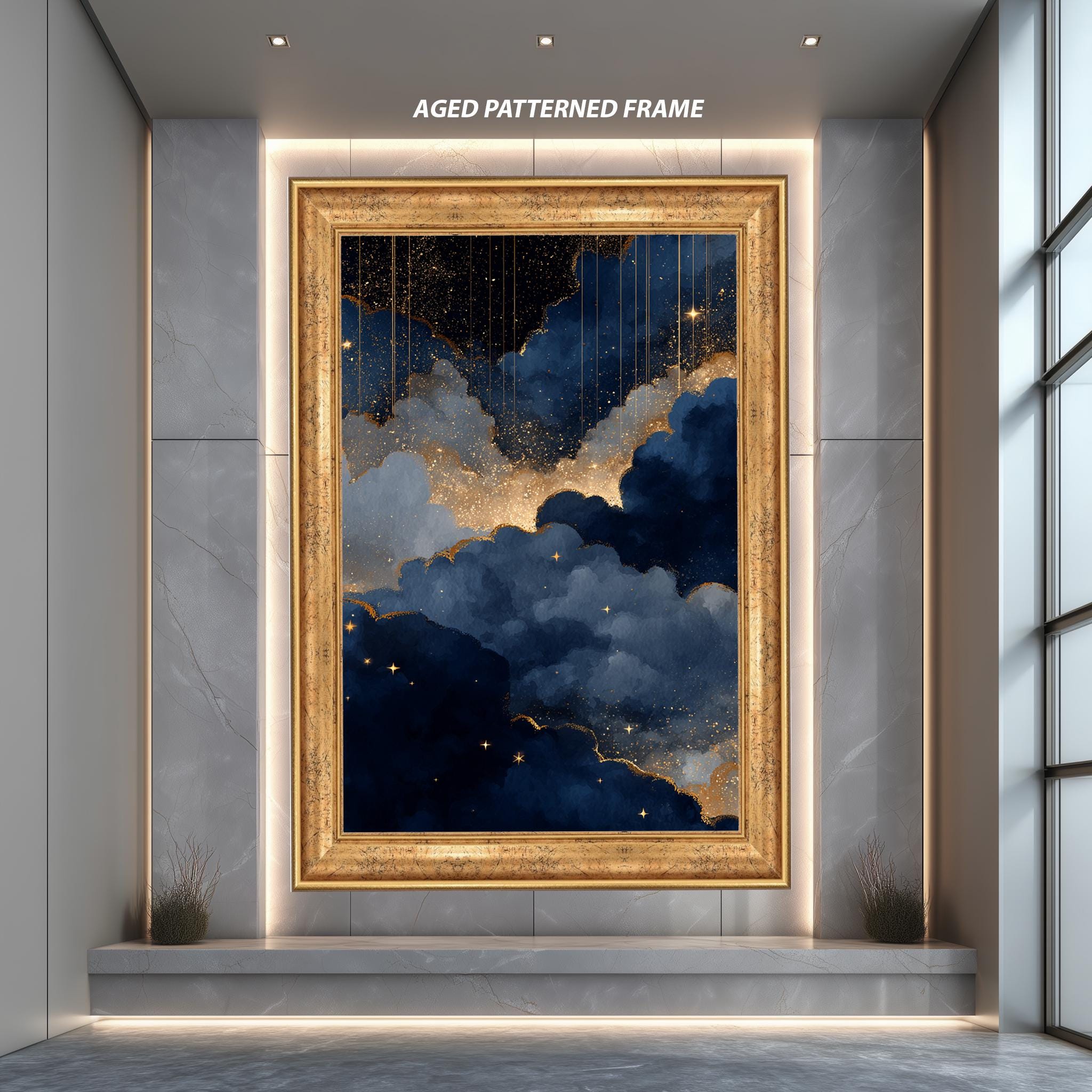 Canvas Wall Art – Celestial Midnight Cloud | Starry Night Digital Print