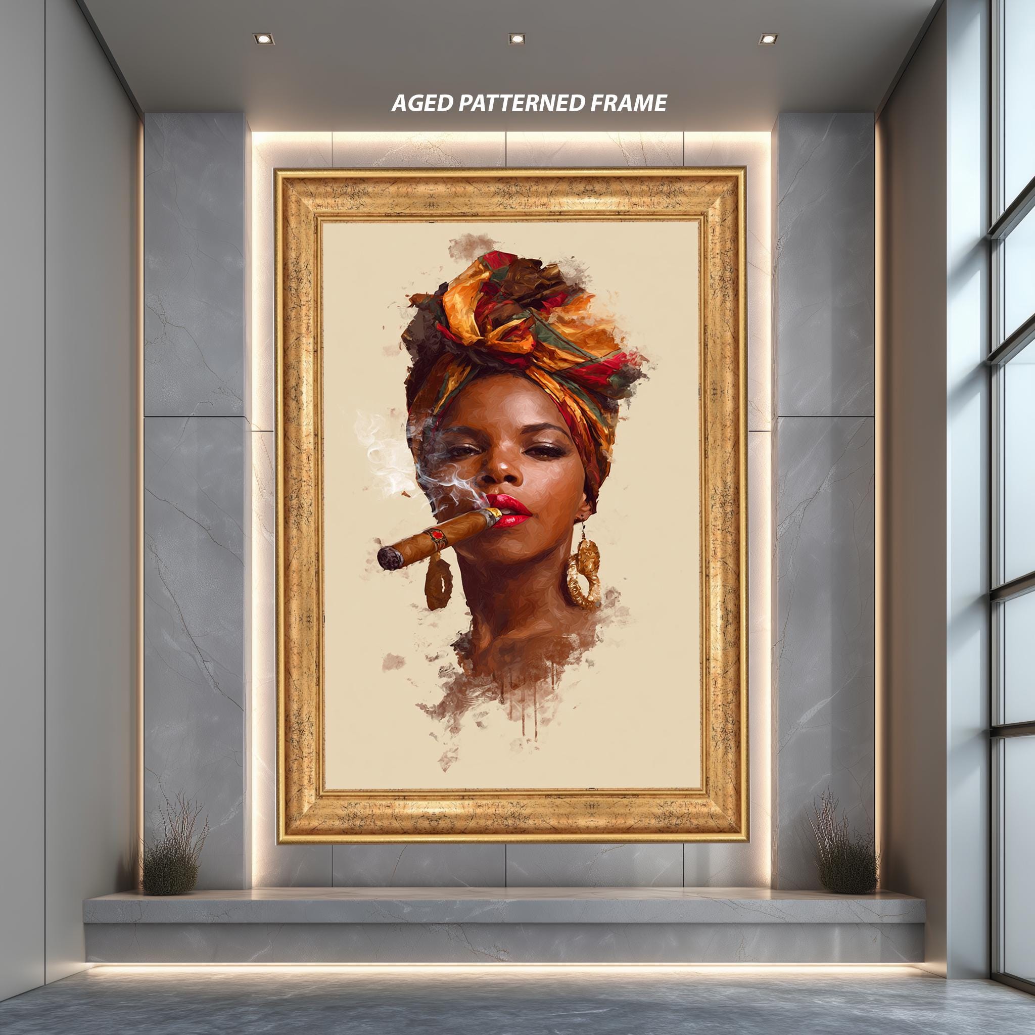 Afro Woman Wall Art – Bold Female Artwork, Colorful Headwrap Print Canvas