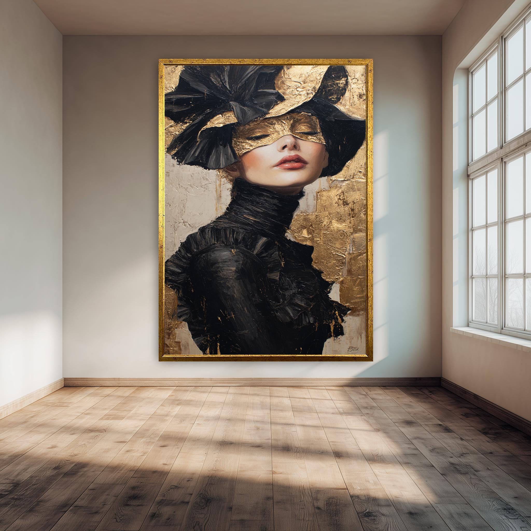Black and Gold Art – Elegant Woman Portrait | Luxury Modern Canvas Print