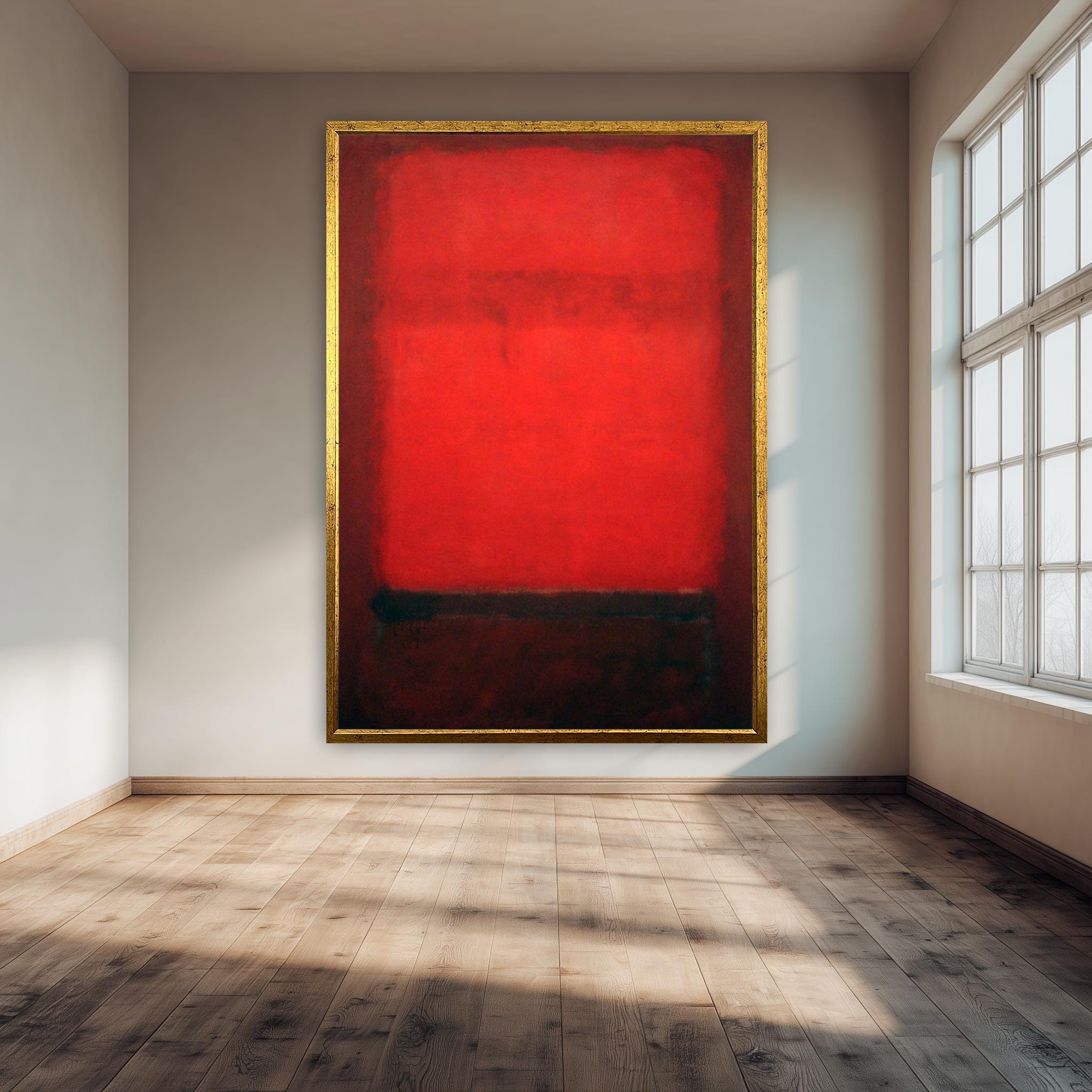 Abstract Canvas Print – Bold Red and Black Color Field Painting for Modern Wall Art