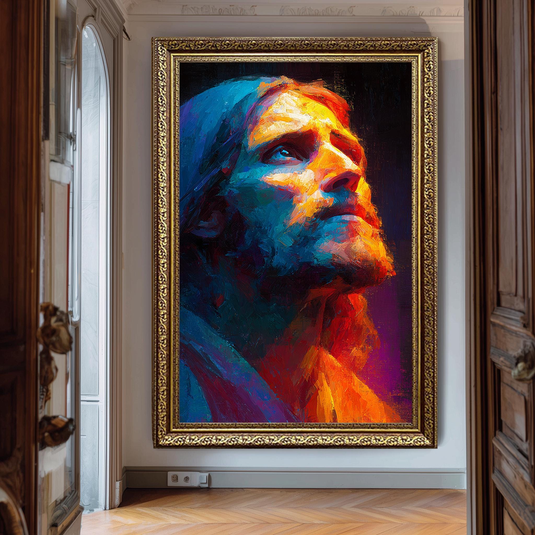 Jesus Portrait Wall Art - Abstract Christian Painting | Colorful Faith Print