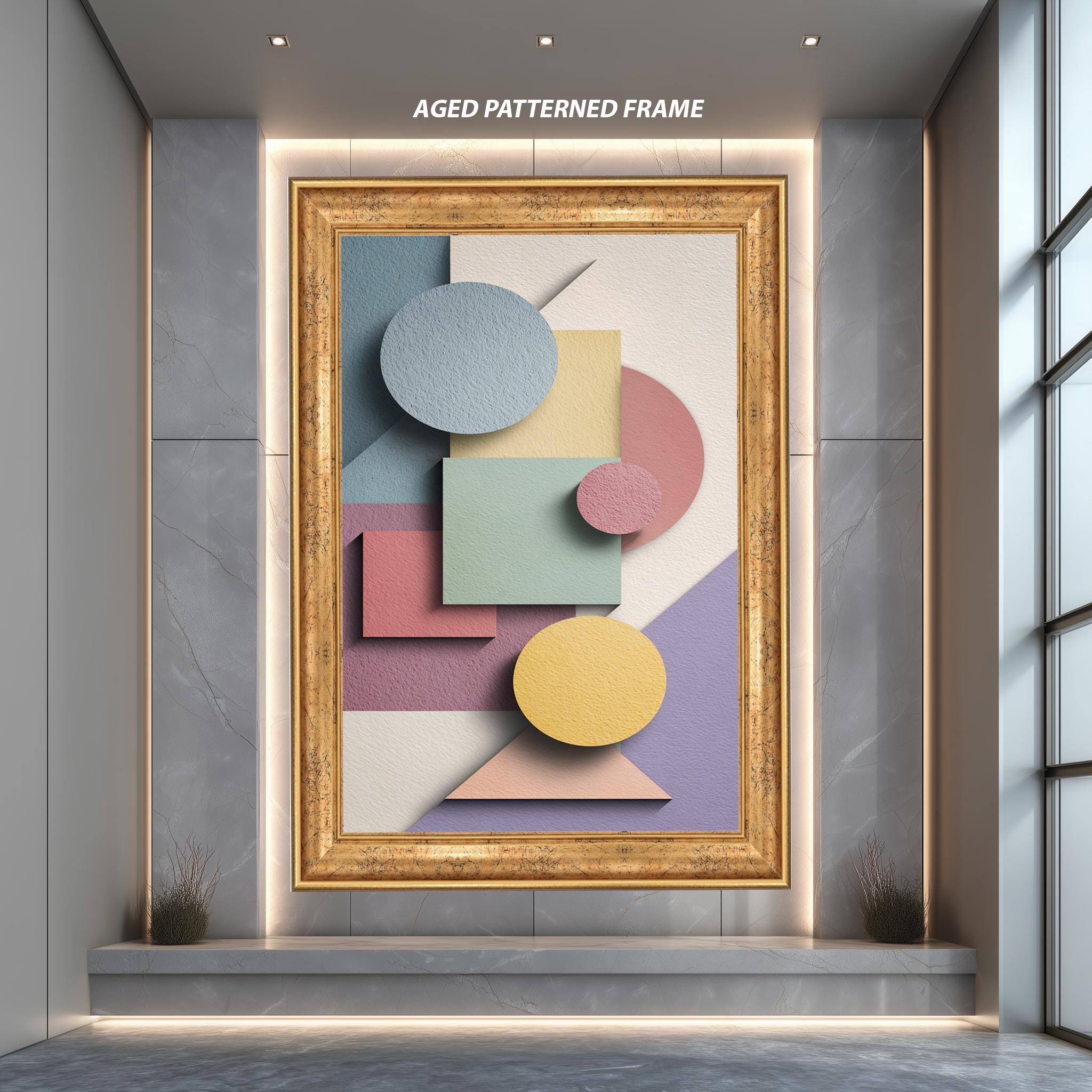 Pastel Geometric Wall Art – Modern Minimalist Decor | Textured Abstract Canvas Print