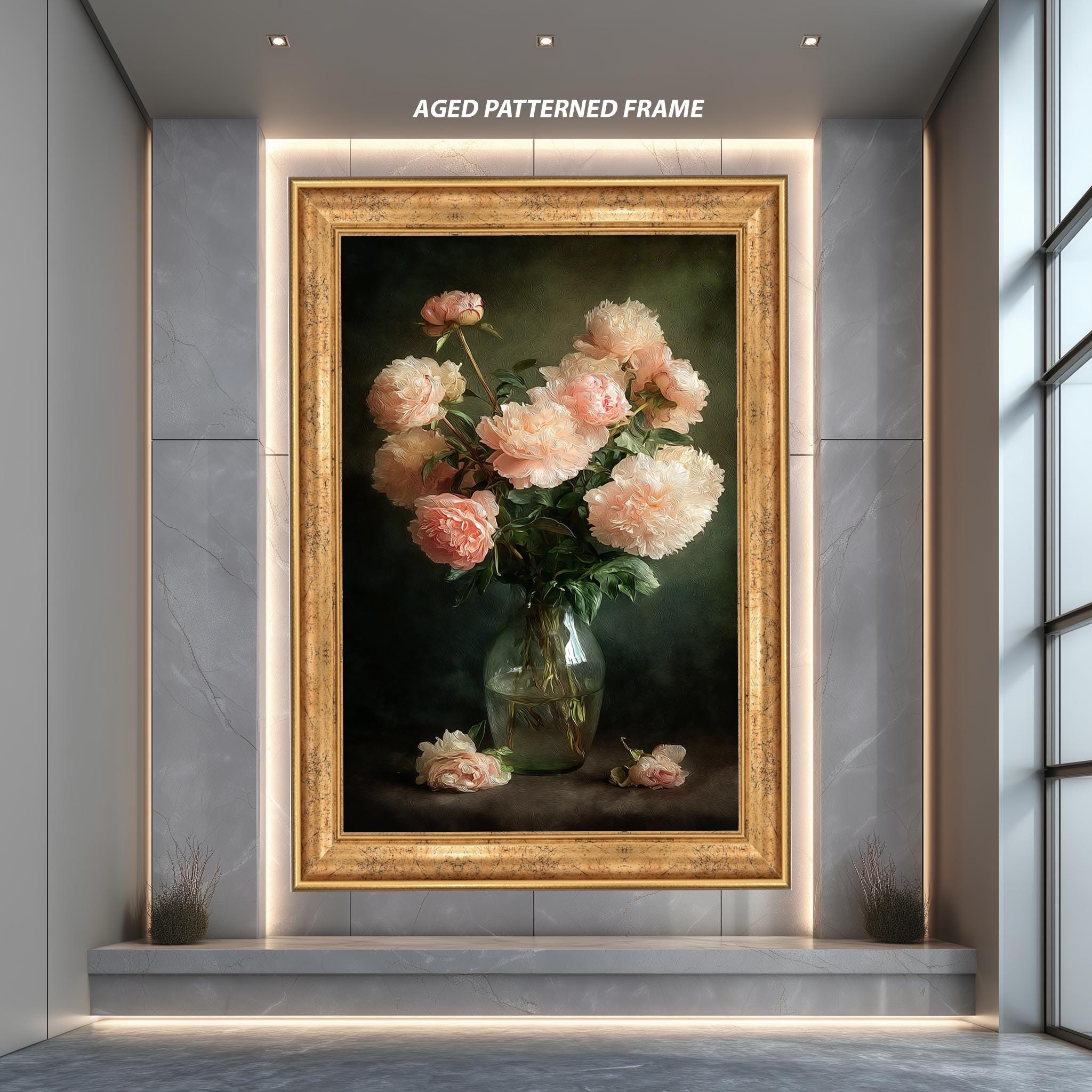Vintage Peony Art Print – Romantic Floral Wall Decor with Soft Pink Flowers