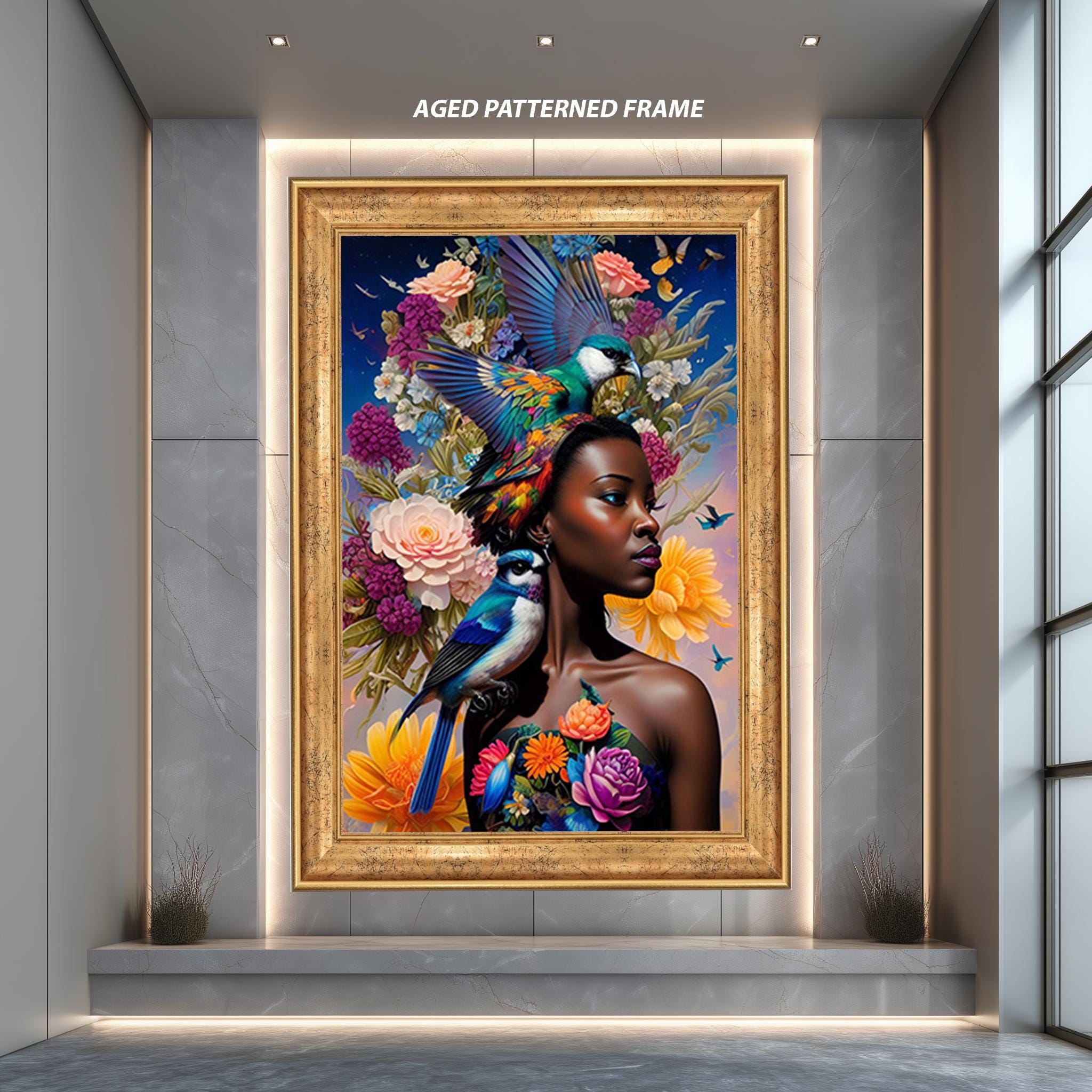 Colorful Canvas Print – Floral Wall Art With Birds | Vibrant Boho Nature Poster