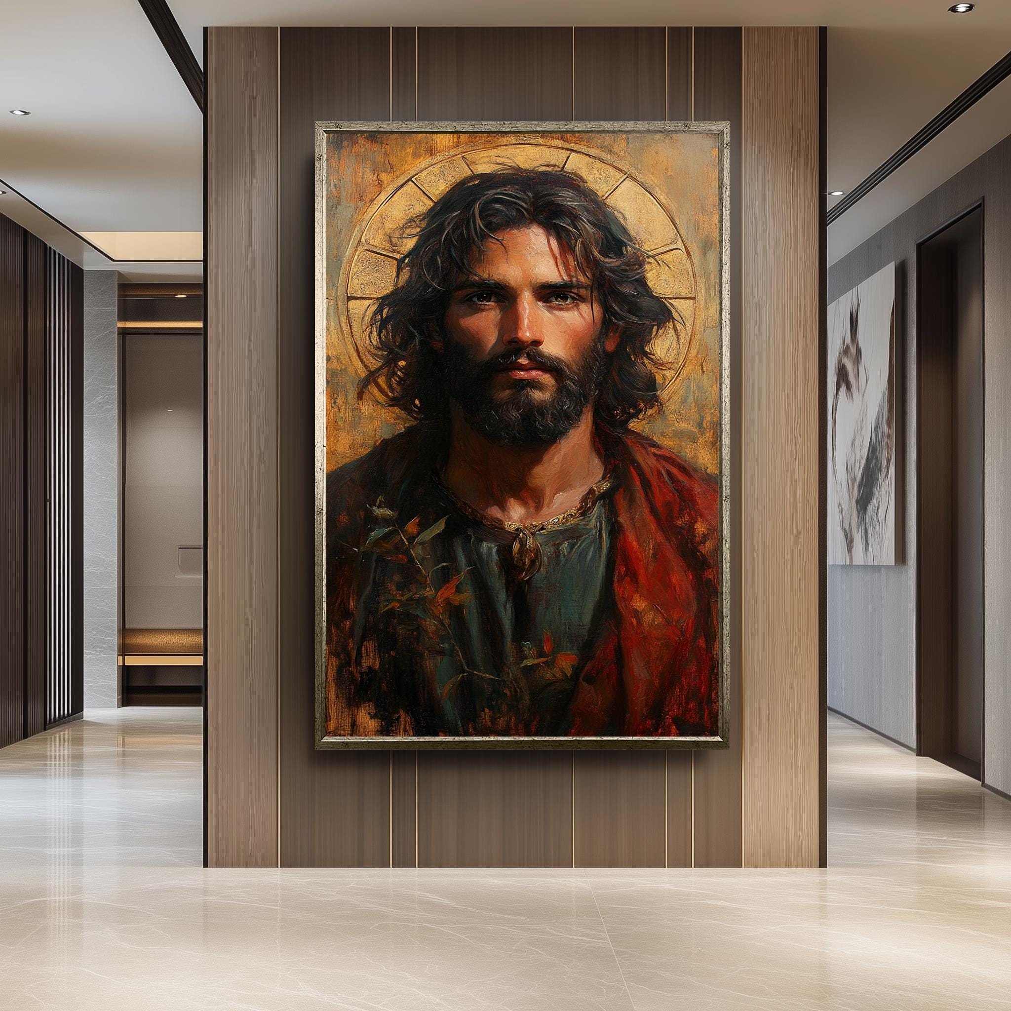 Jesus Christ Portrait Painting – Hand Painted Christian Canvas | Sacred Religious Artwork