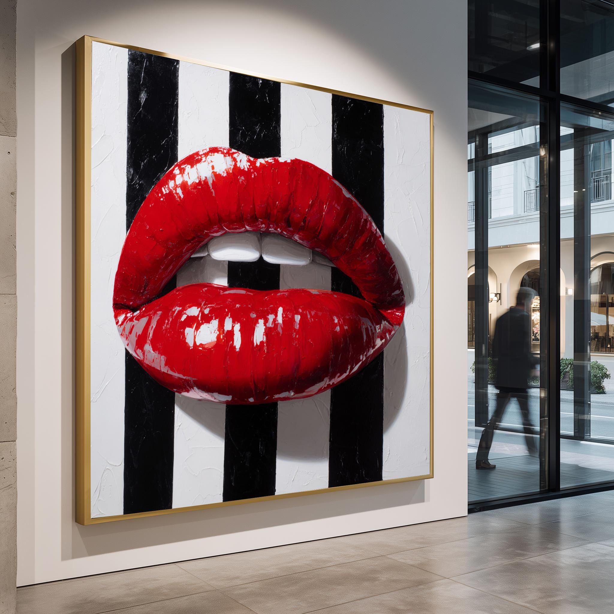 Pop Art Lips Print – Bold Red Lips Wall Art | Modern Glam Decor & Makeup Studio