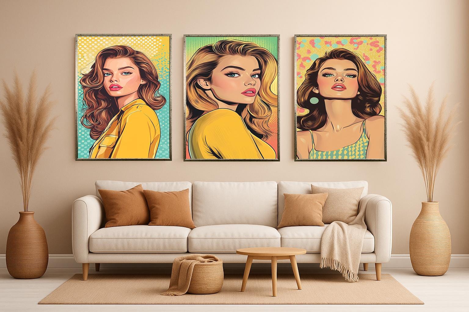 Pop Art Woman Portrait - Bold Retro Wall Art Canvas Prints for Stylish Decor