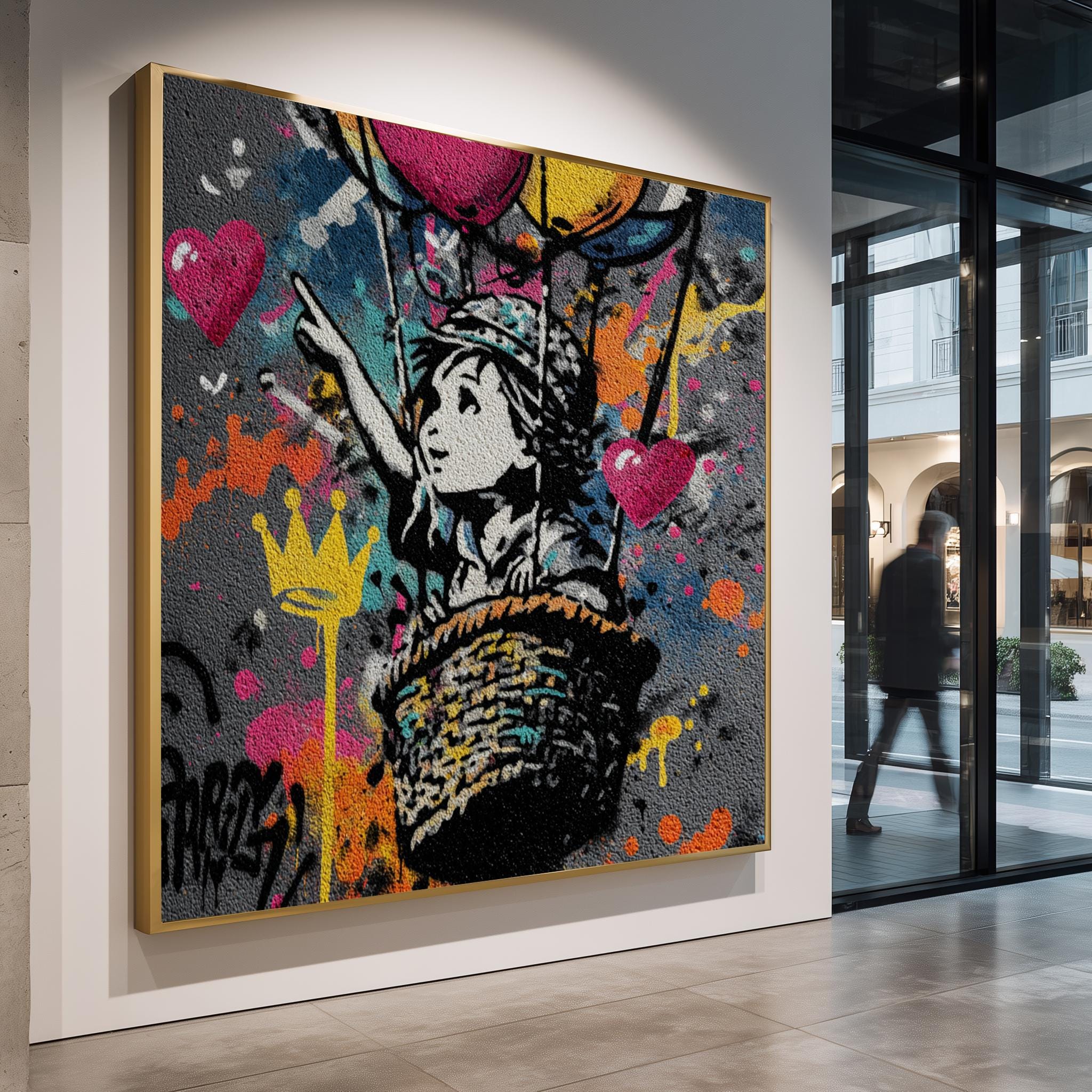 Graffiti Art Print – Inspirational Child Floating Balloons | Urban Wall Decor