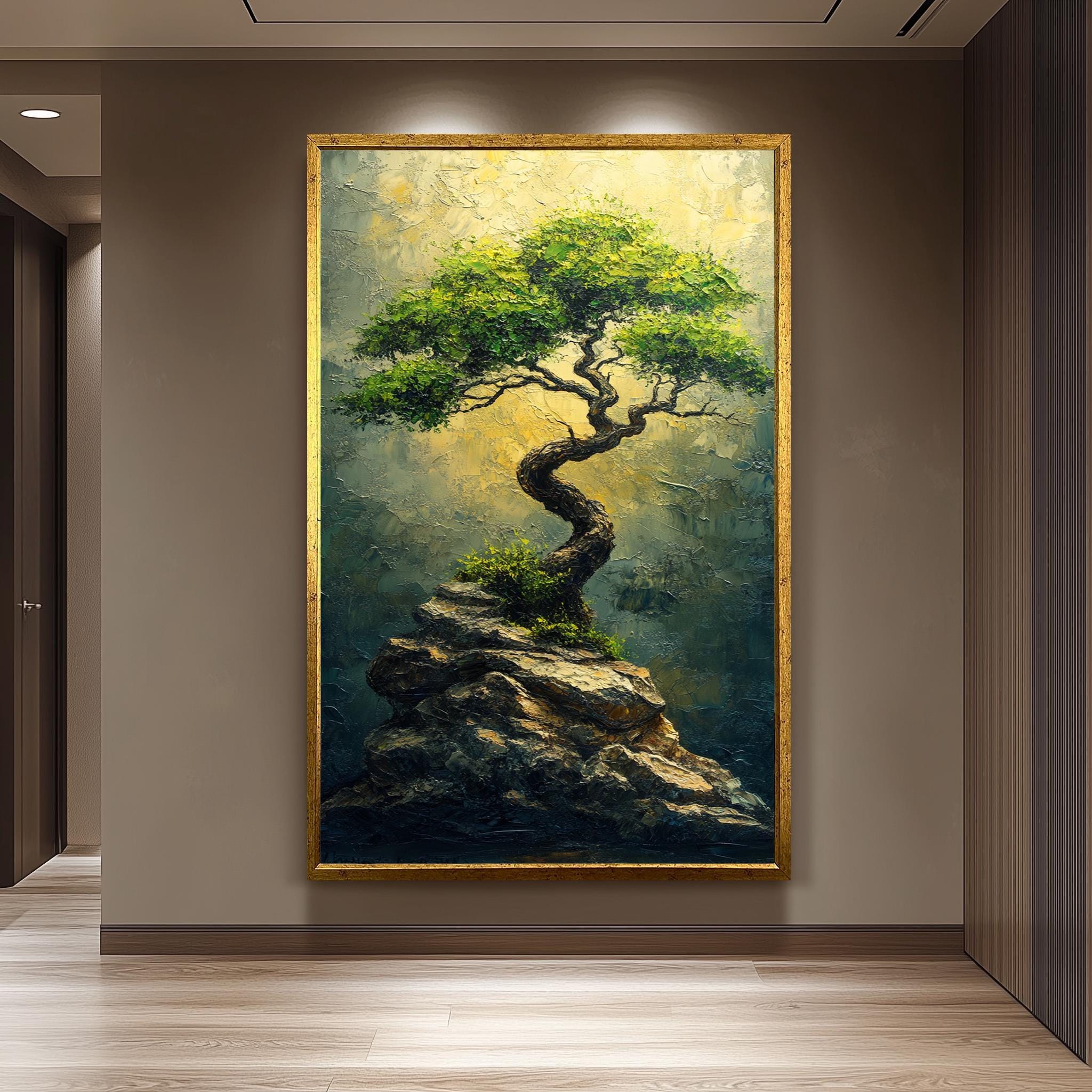 Resilient Tree Canvas Print – Modern Abstract Nature Wall Art | Textured Landscape