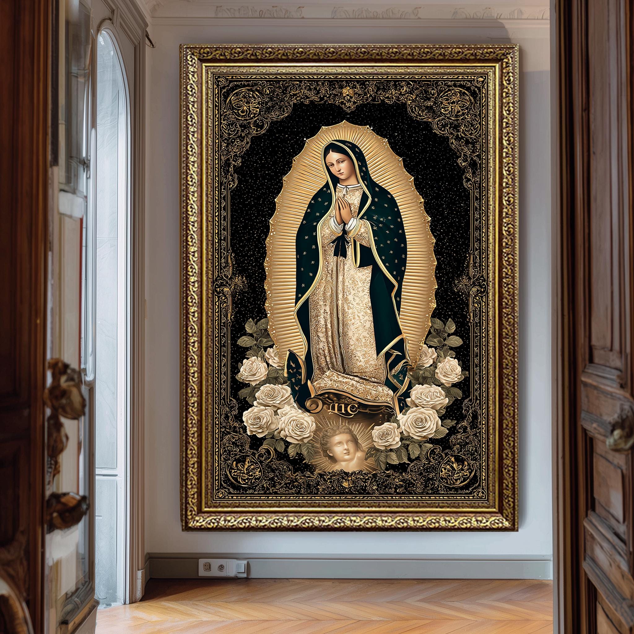 Guadalupe Art Print – Virgin Mary Poster | Catholic Wall Decor | Gold Mary Artwork