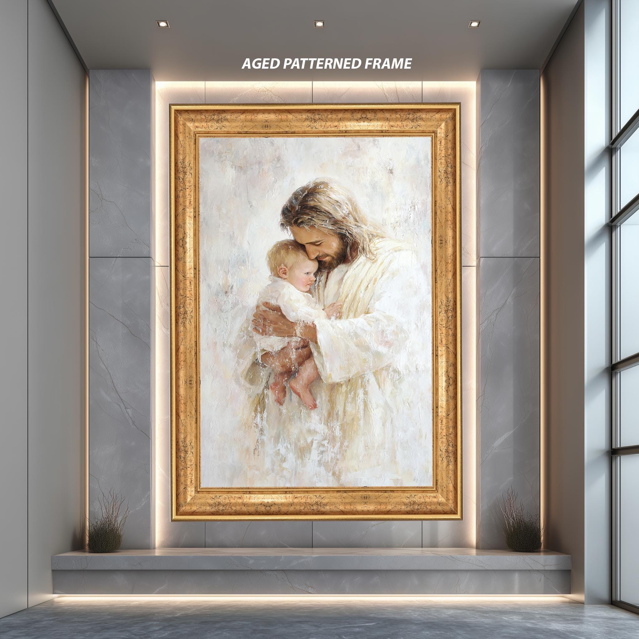 Jesus Holding Baby Art - Christian Wall Decor | Nursery Religious Print Canvas