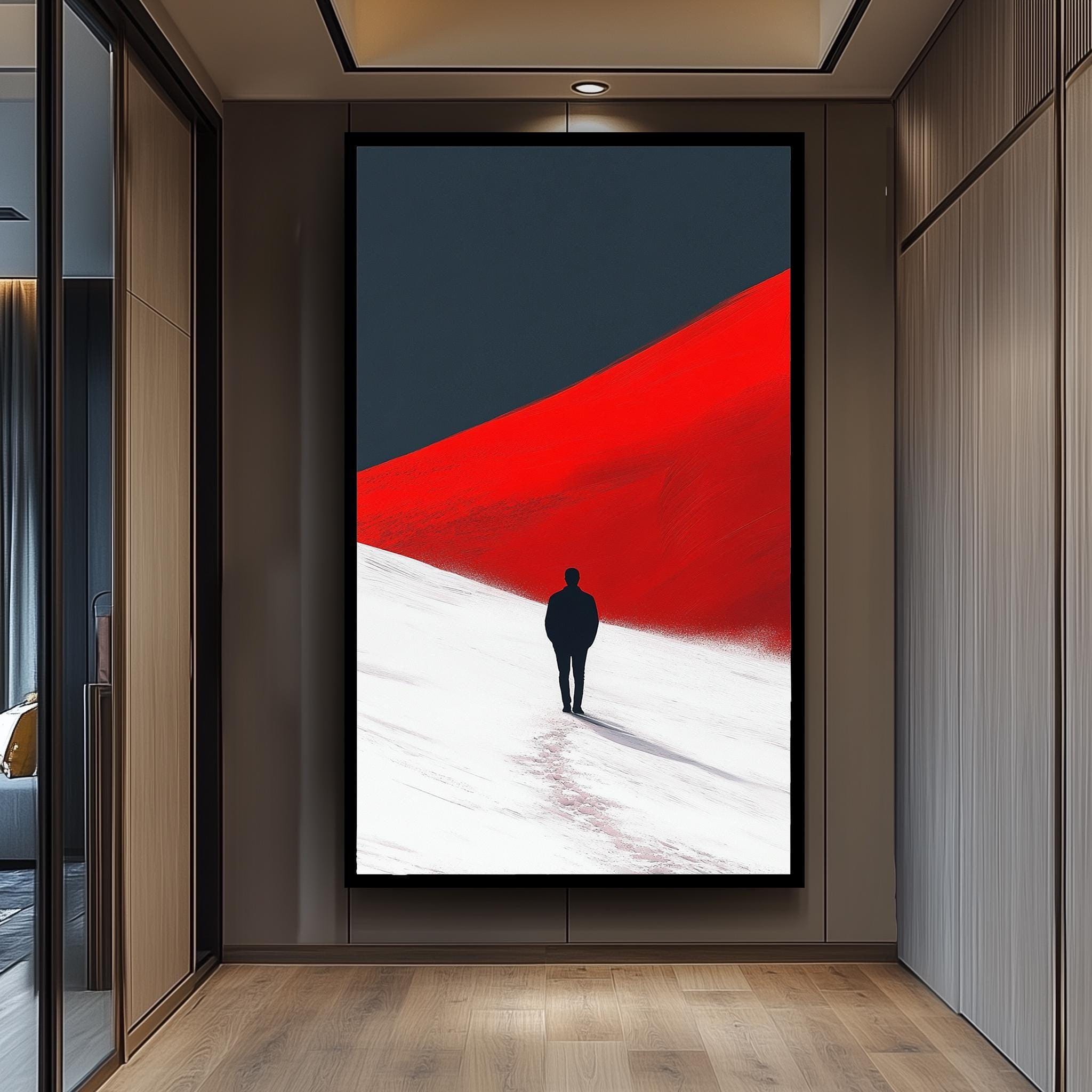 Minimalist Red Dune Canvas | Abstract Desert Art - Modern Landscape Print