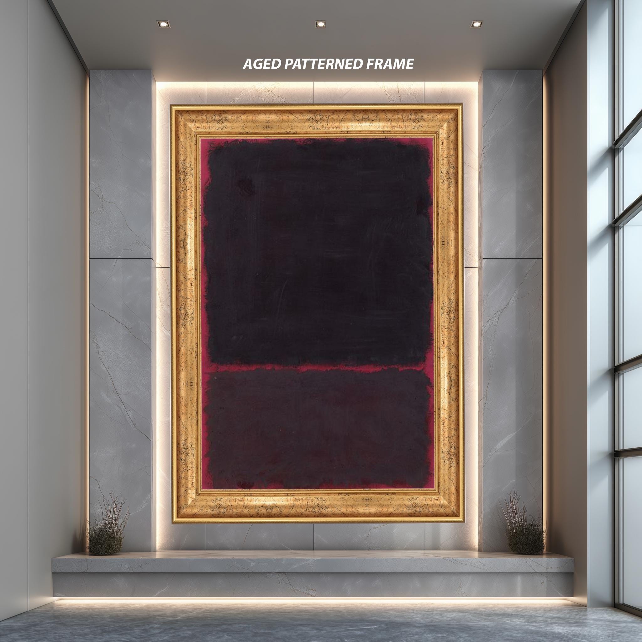 Dark Abstract Canvas Print - Black Burgundy Wall Art | Minimalist Modern Poster