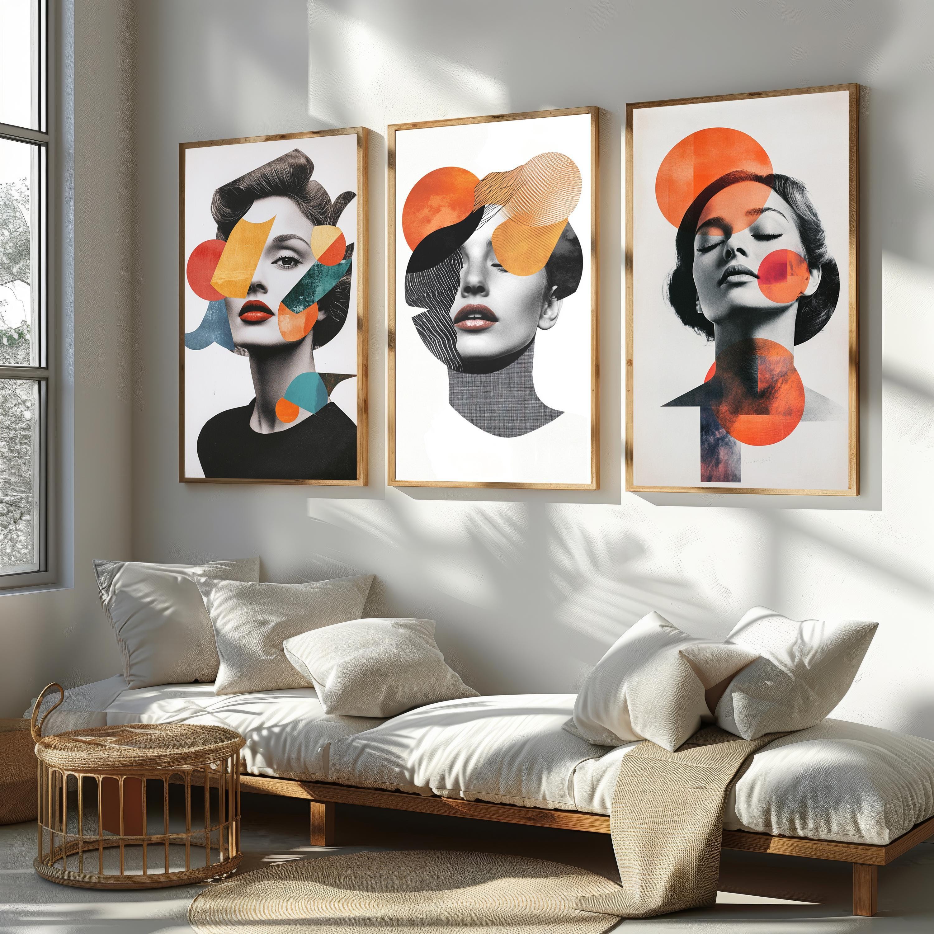 Abstract Woman Portrait – Modern Wall Art | Minimalist Canvas Print for Boho Bedroom