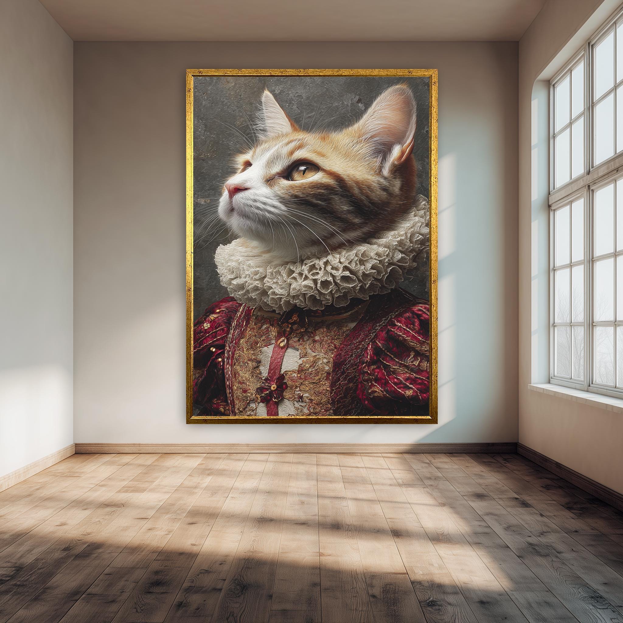 Aristocratic Cat Portrait – Royal Renaissance Outfit | Noble Cat Decor Print