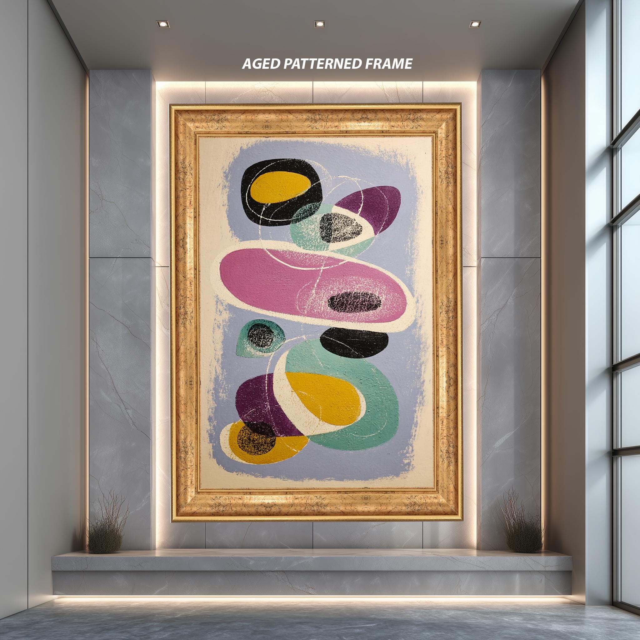 Mid Century Modern Art Print – Abstract Wall Art with Retro Shapes Poster