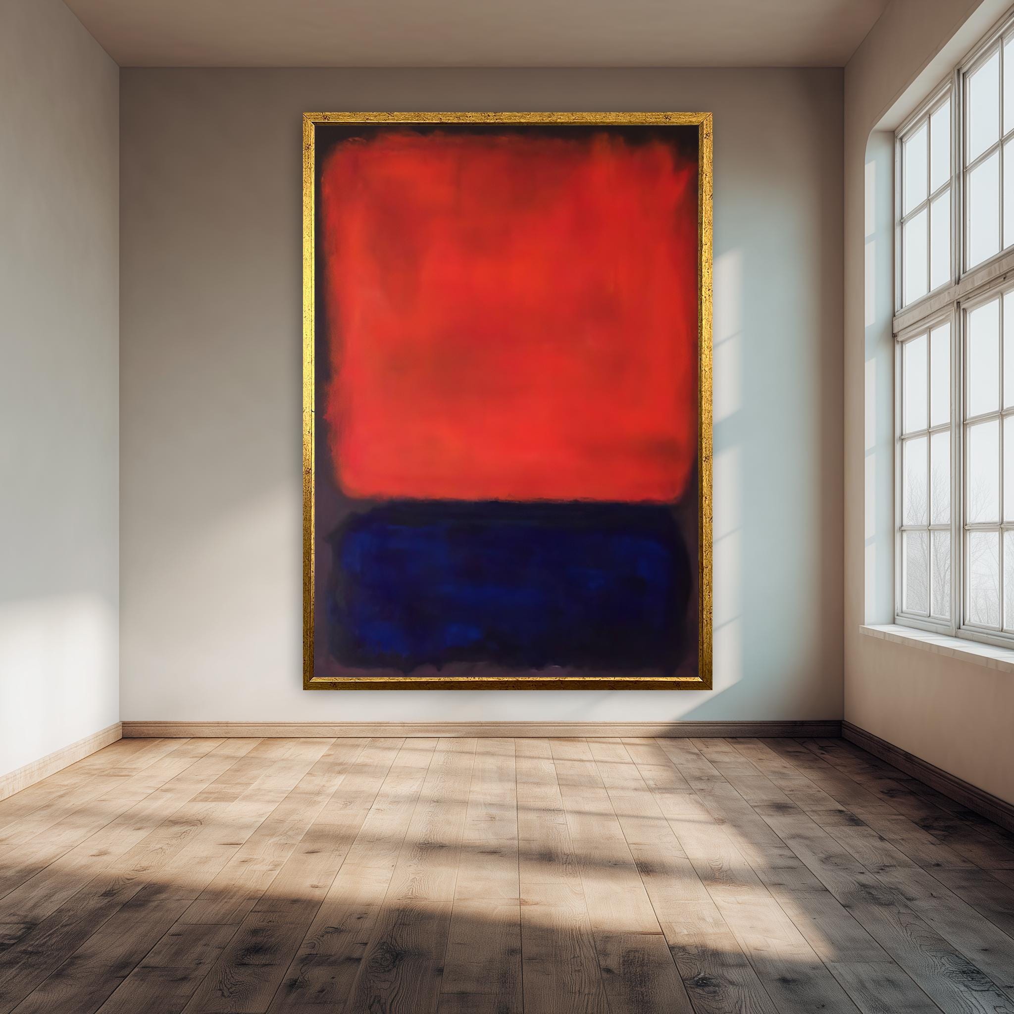 Abstract Canvas Print – Red Blue Canvas Art | Bold Color Field Wall Art