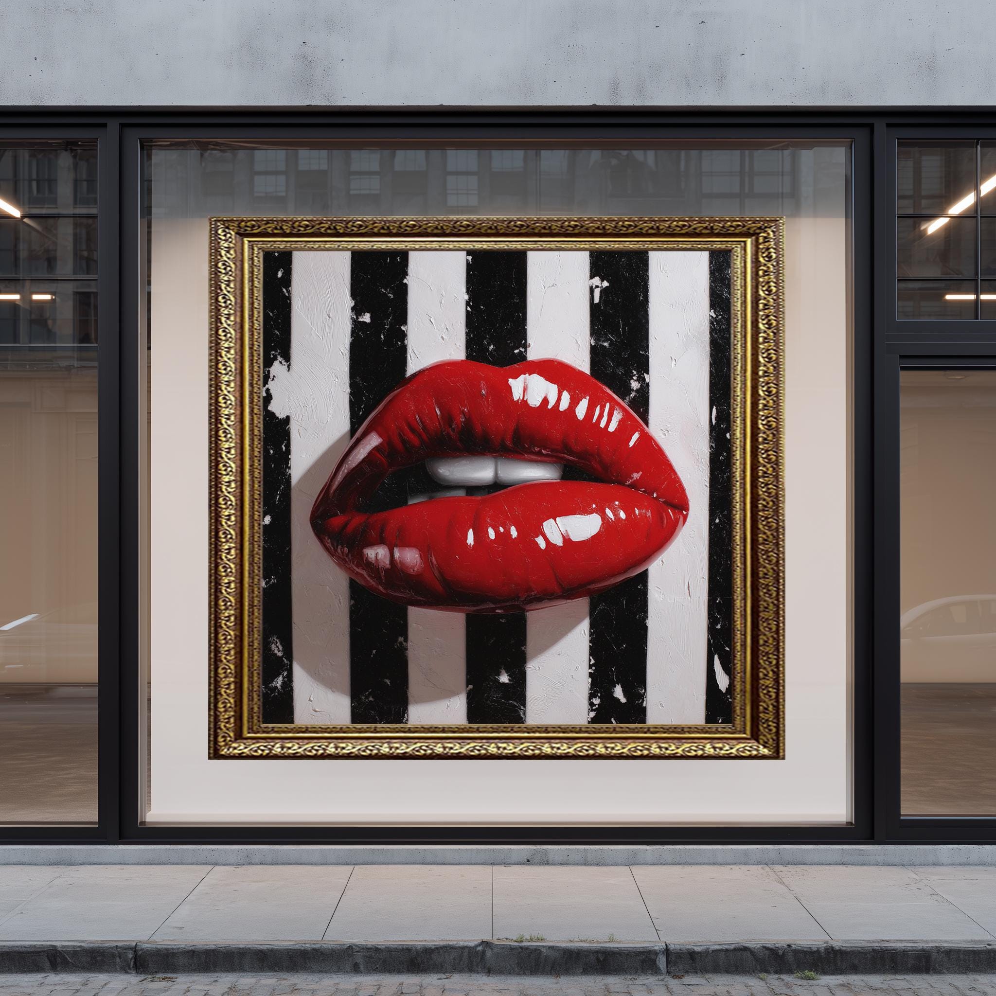 Red Lips Wall Art – Bold Pop Art Lips Print | Modern Glam Decor for Fashion Lovers
