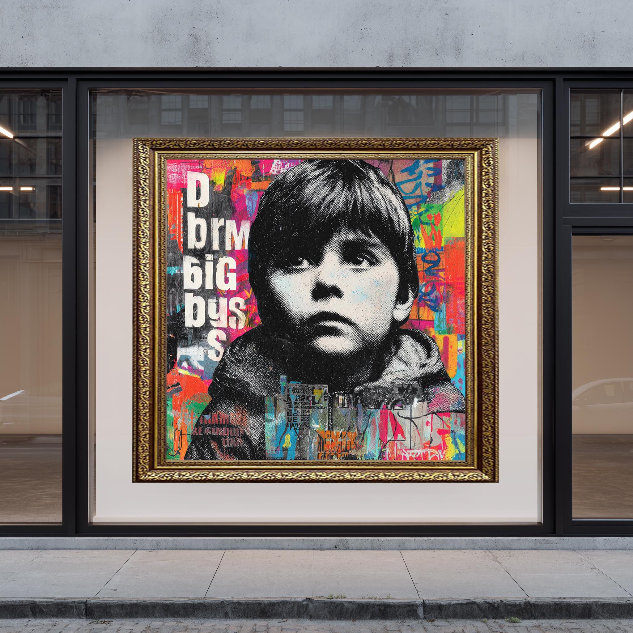 Urban Street Art Poster – Boy Portrait Graffiti Wall Art with Colorful Urban Decor