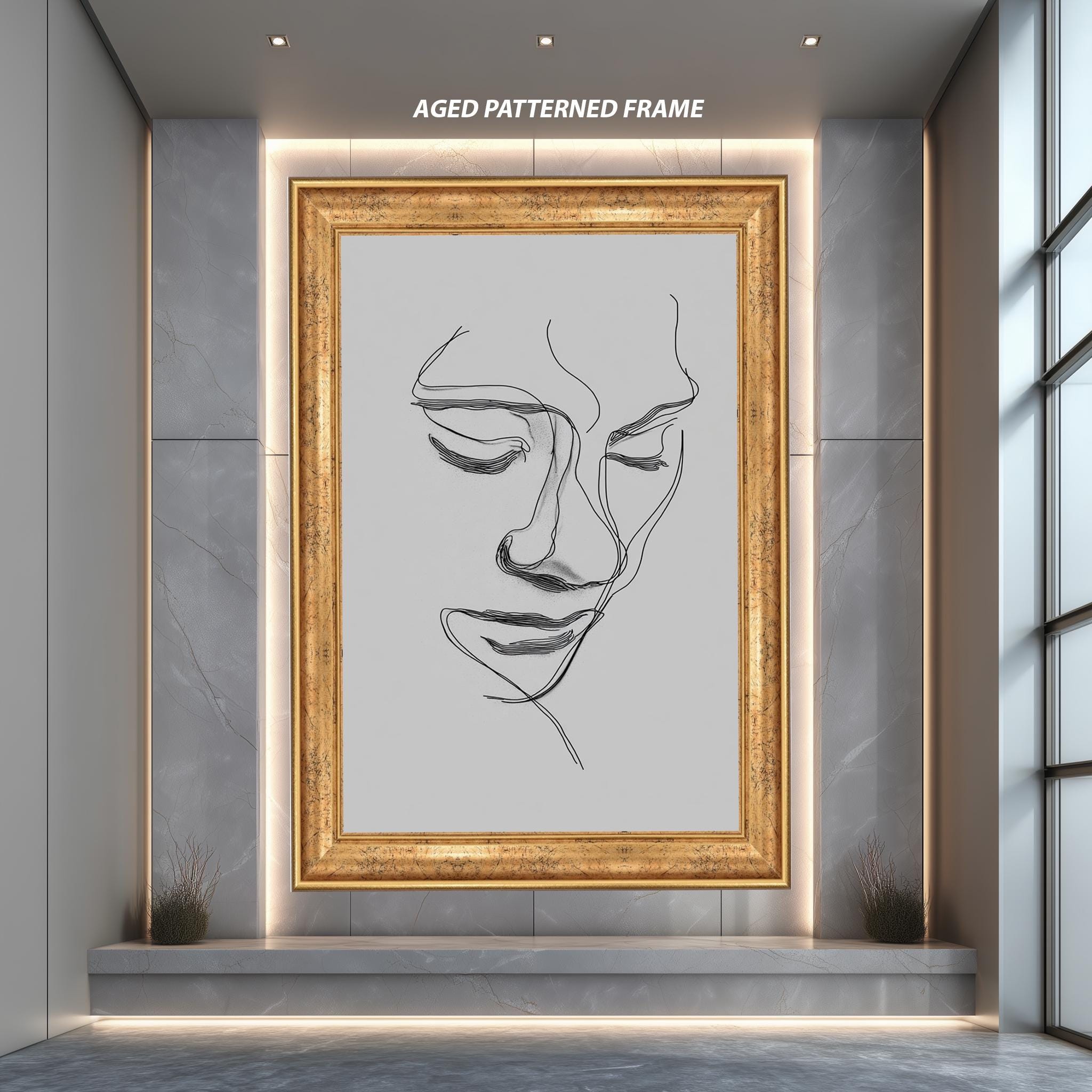 Minimal Line Art Portrait – Modern Abstract Wall Art | Elegant Face Sketch