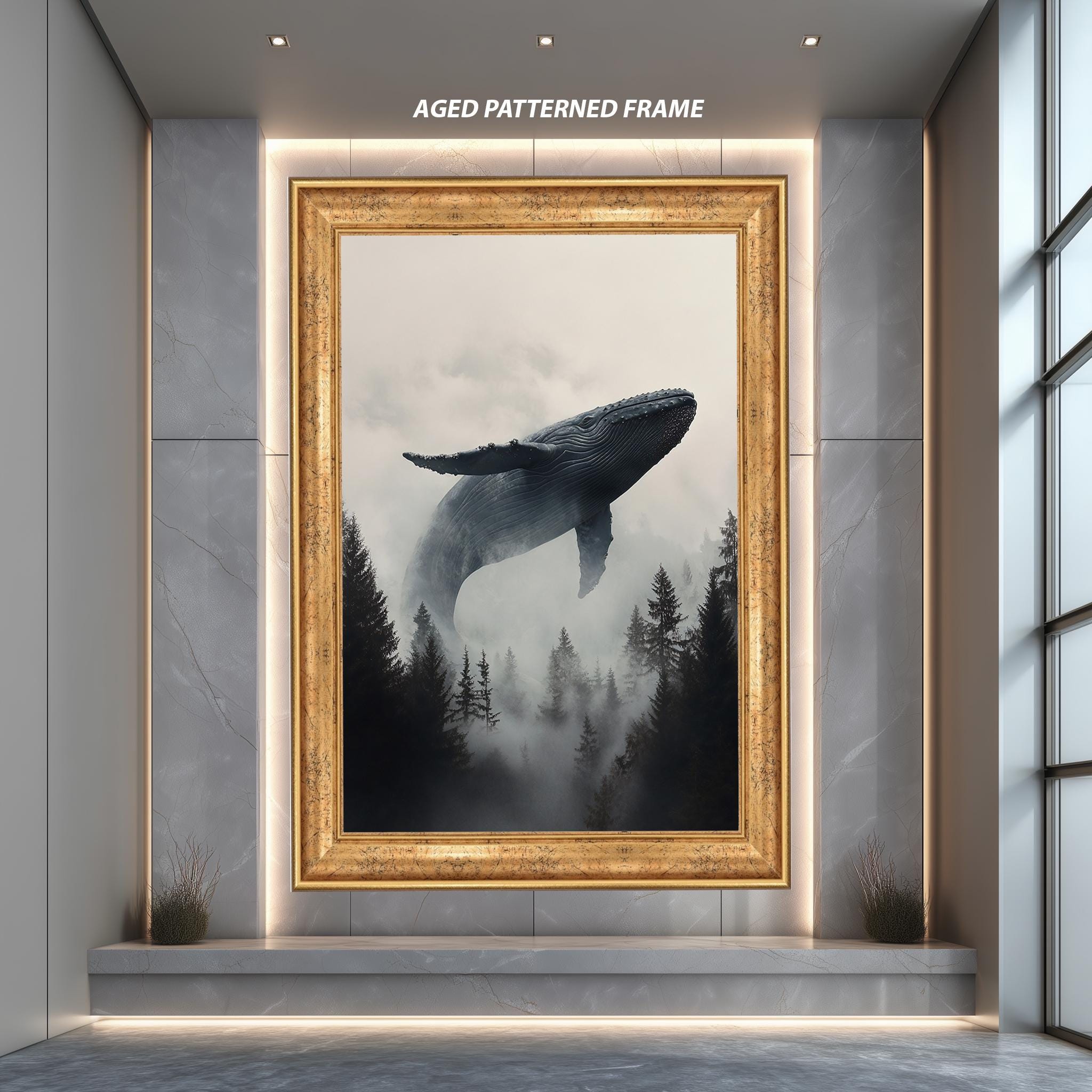 Surreal Whale Canvas Print - Dreamy Nature Art | Mystical Animal Poster Wall Decor