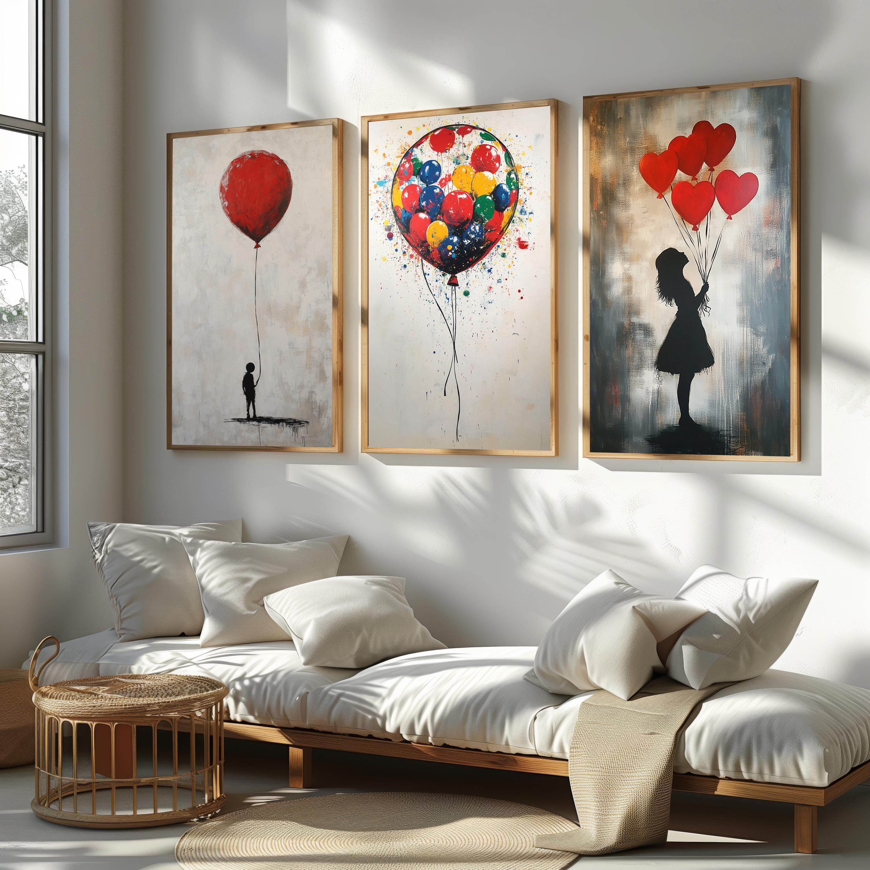 Balloon Canvas Print – Whimsical Nursery Wall Art Set | Playful Kids Room Decor