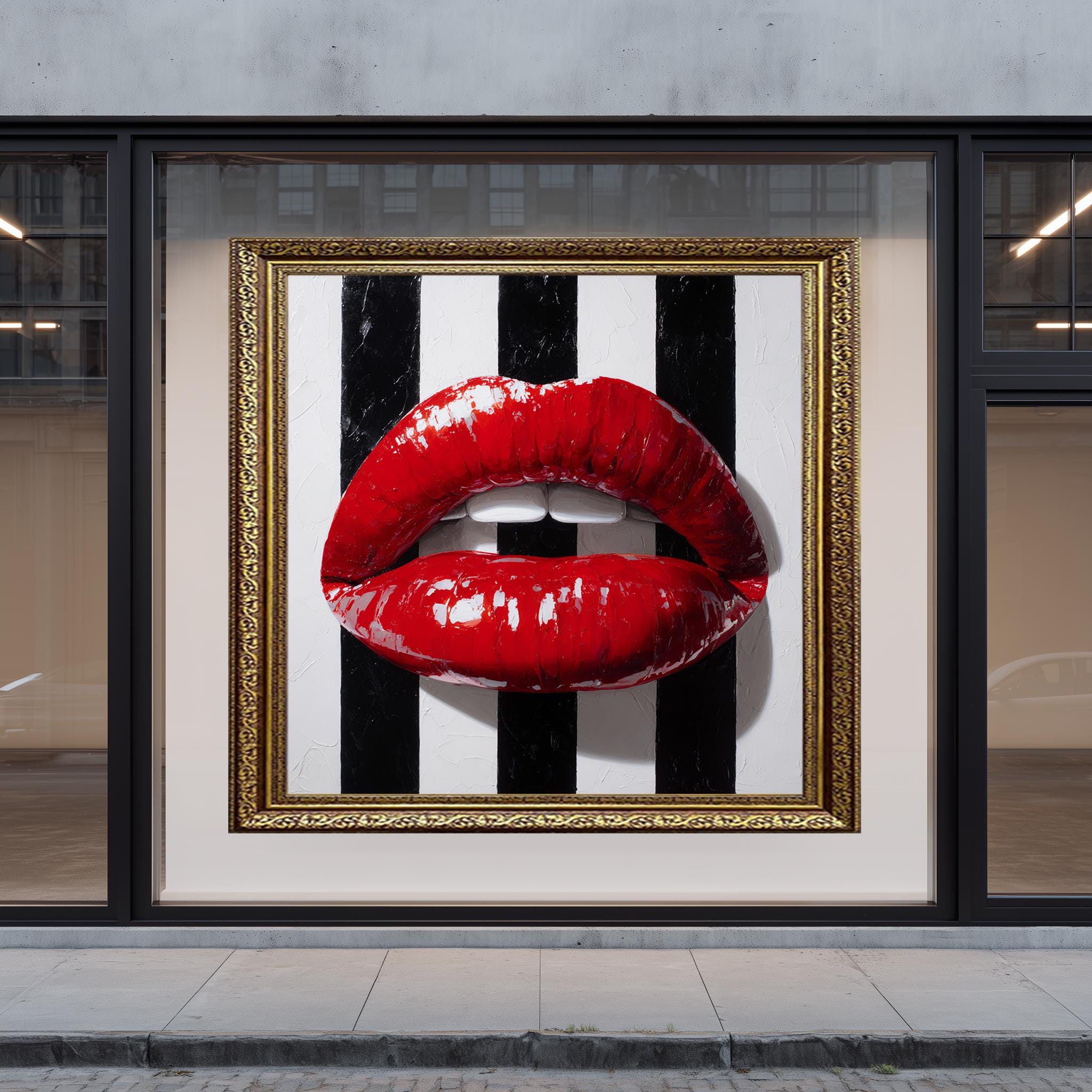 Pop Art Lips Print – Bold Red Lips Wall Art | Modern Glam Decor & Makeup Studio