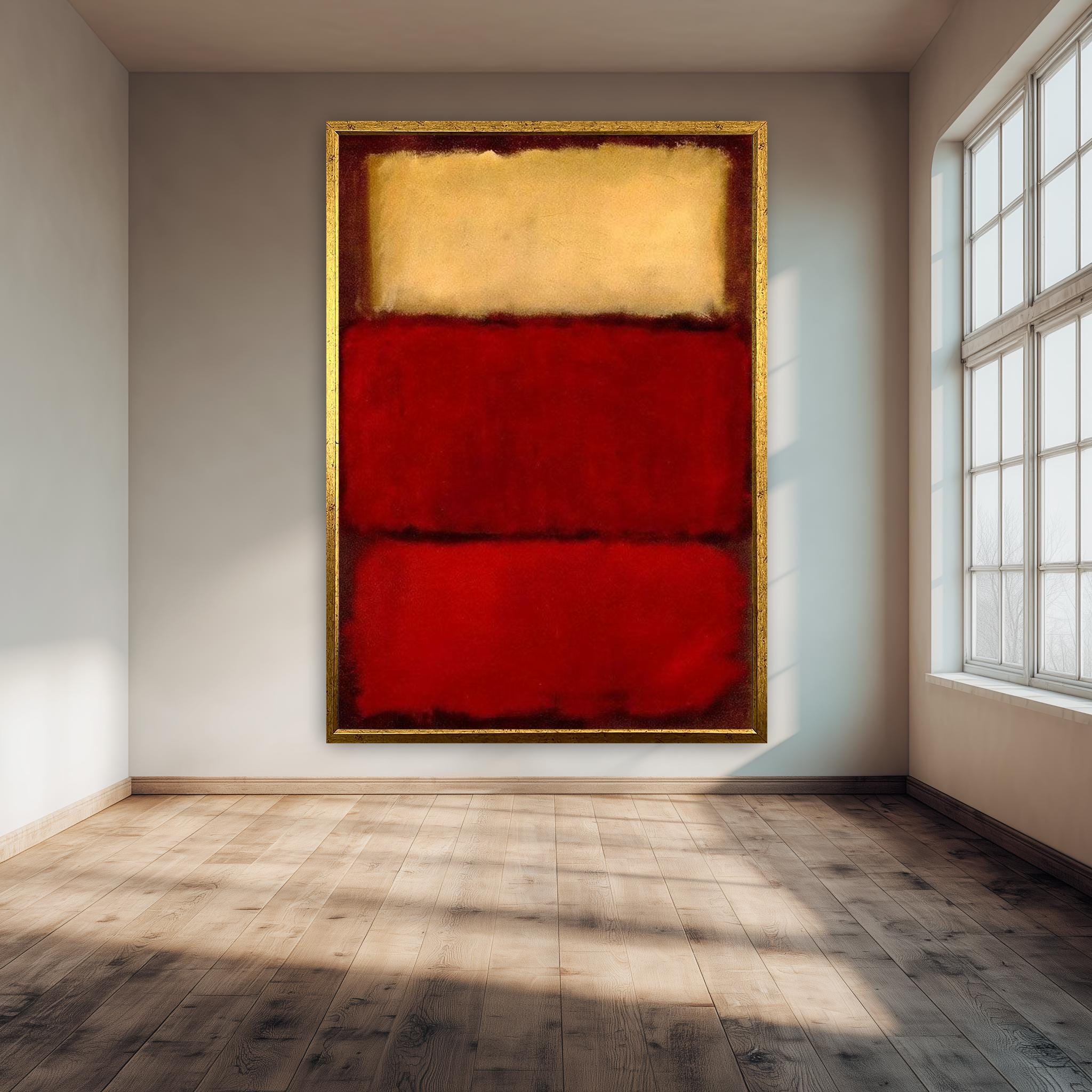 Abstract Canvas Print – Minimalist Wall Art | Red Beige Color Block Canvas