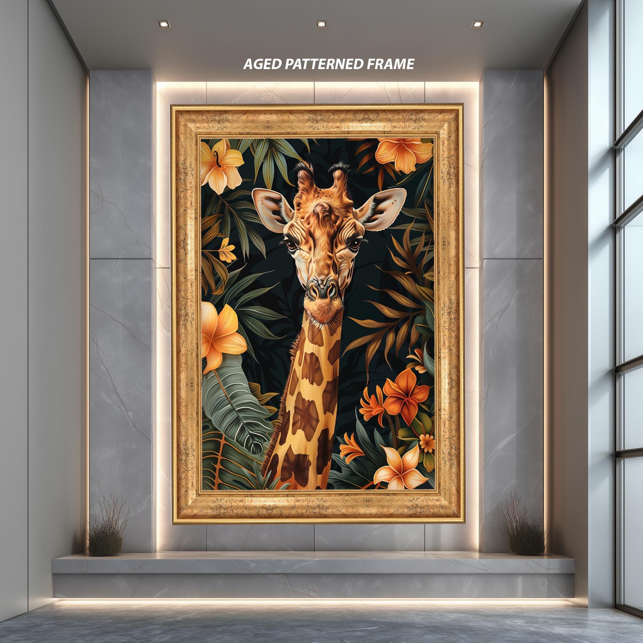 Tropical Giraffe Wall Art - Jungle Animal Print | Boho Wildlife Decor Canvas