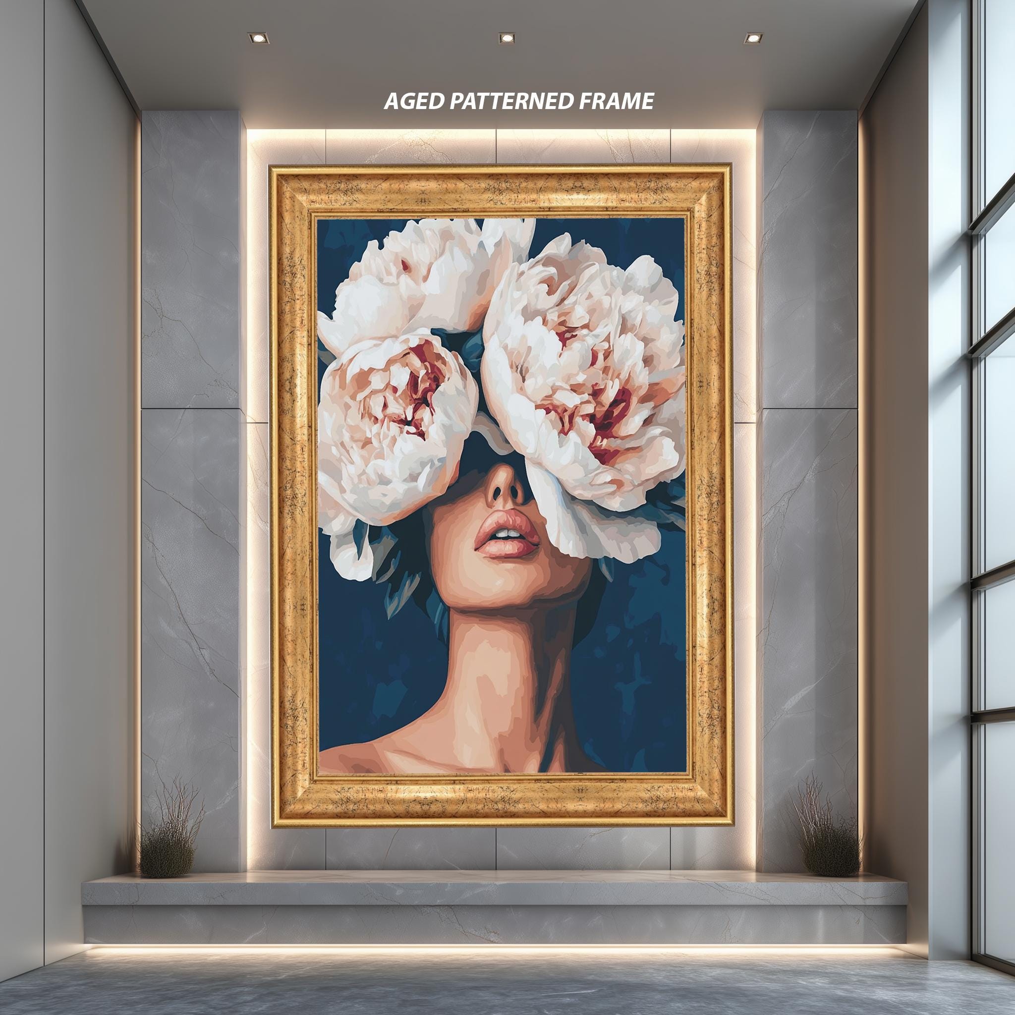 Modern Floral Canvas Print – Bold Feminine Art | Peony Flower Poster, Stylish Wall Decor