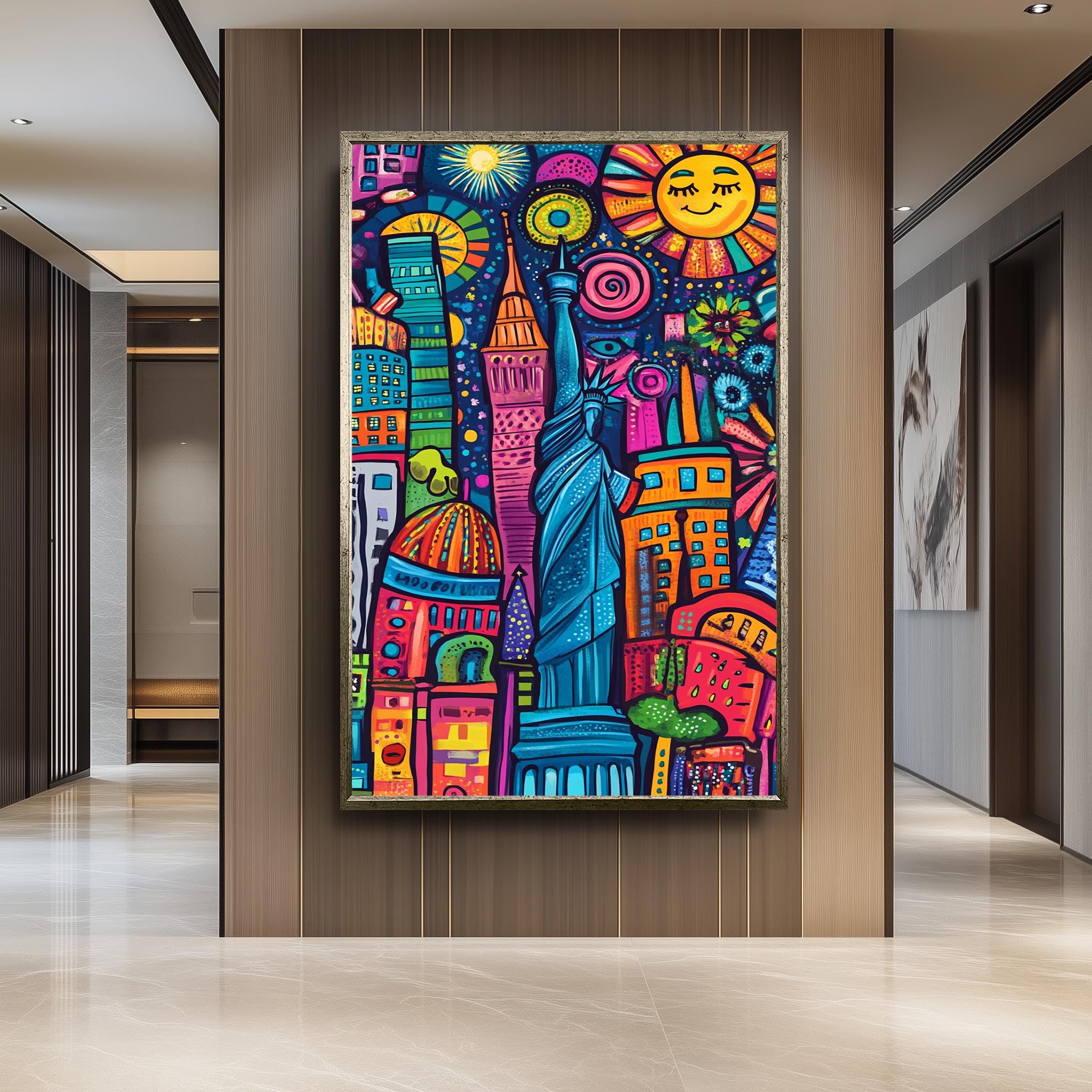NYC Pop Art Canvas – Colorful Statue of Liberty Print | Vibrant Urban Wall Art