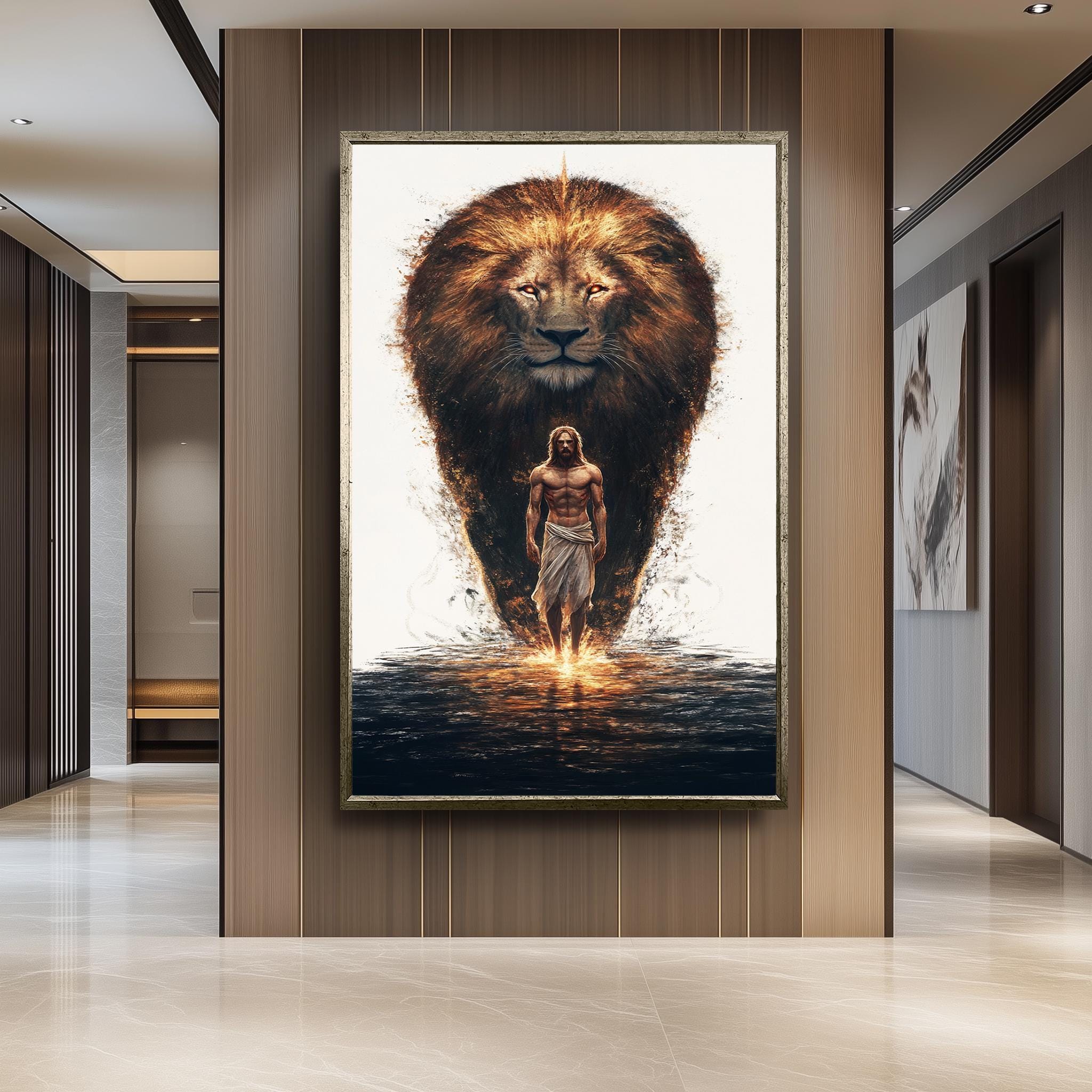Jesus Lion Wall Art – Christian Canvas Print | Divine Strength Religious Decor