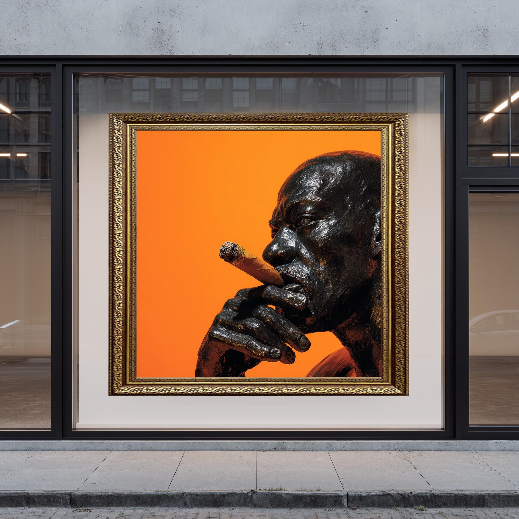 Modern Male Wall Art – Bold Male Portrait with Cigar | Urban Art Print