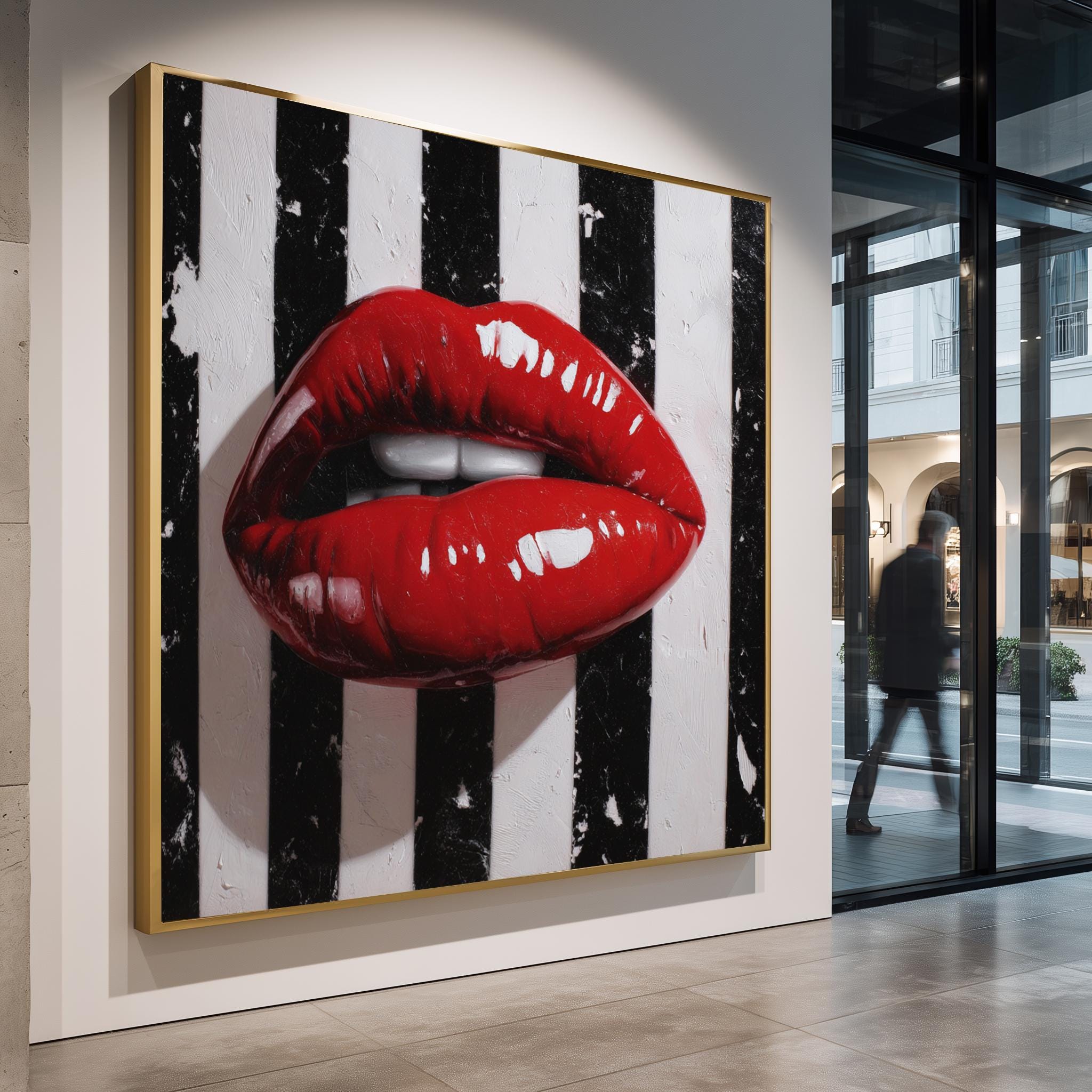 Red Lips Wall Art – Bold Pop Art Lips Print | Modern Glam Decor for Fashion Lovers