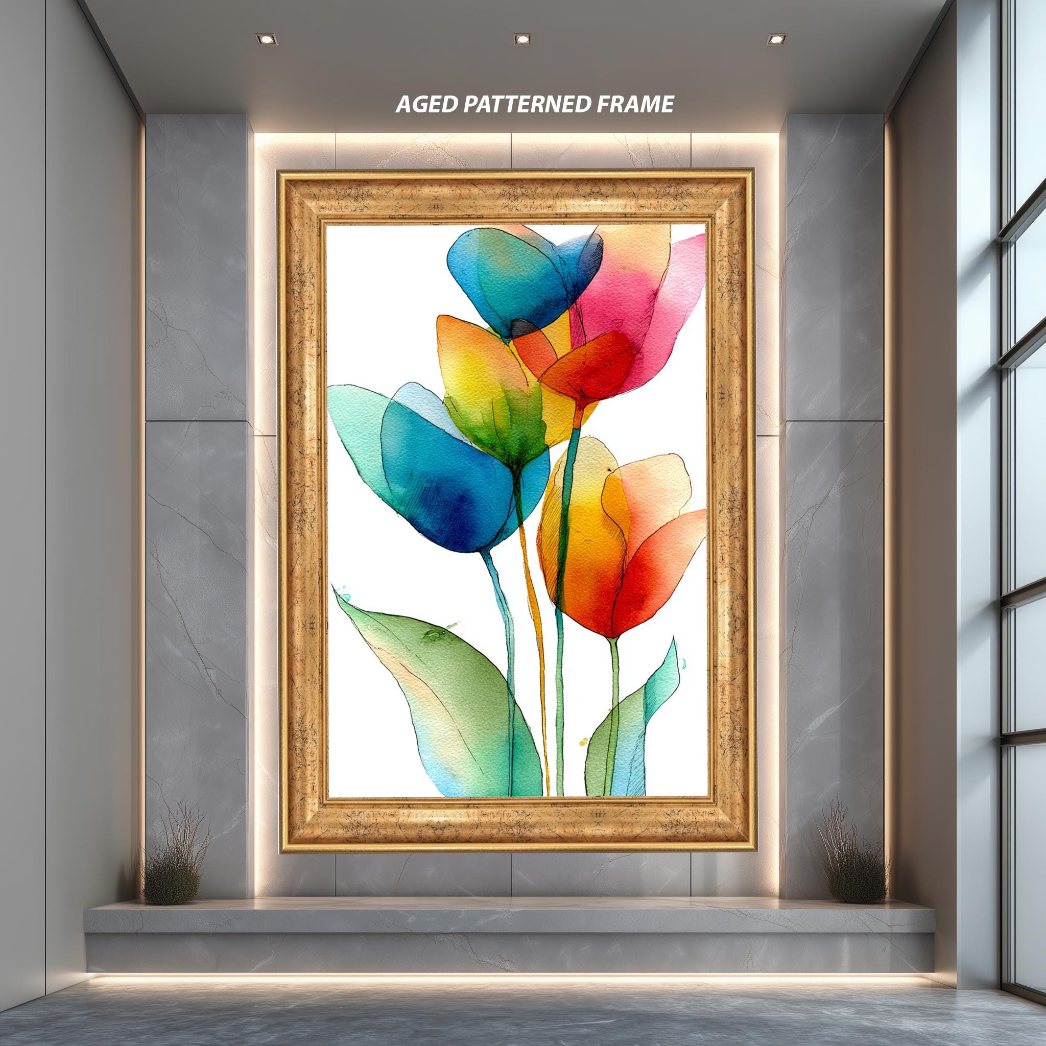 Floral Watercolor Canvas – Vibrant Abstract Flower Art | Modern Botanical Print Decor