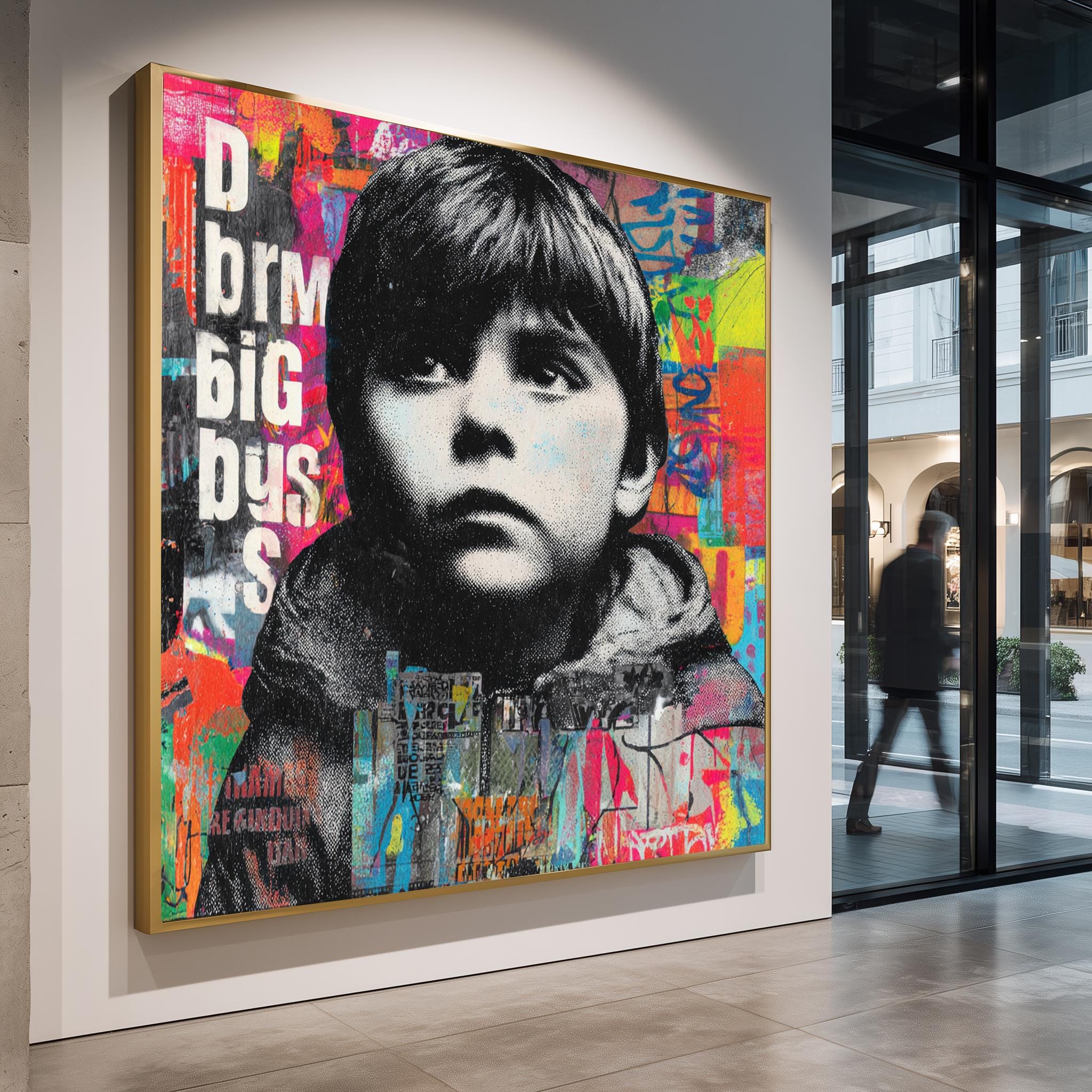 Urban Street Art Poster – Boy Portrait Graffiti Wall Art with Colorful Urban Decor