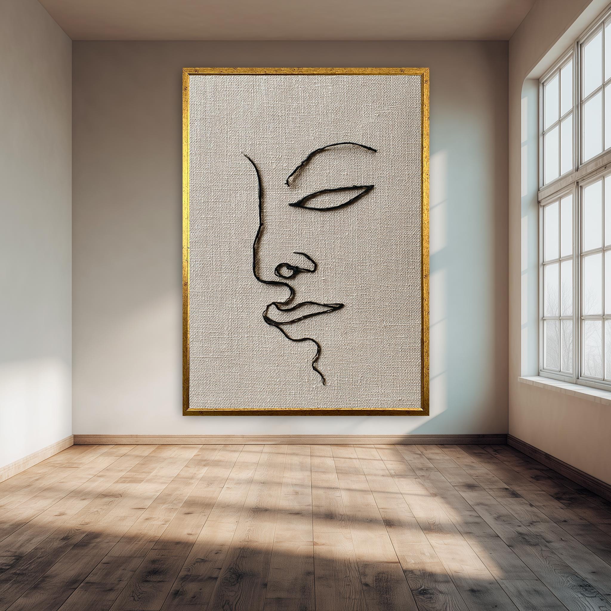 Minimalist Line Art – Organic One Line Portrait Canvas Wall Art | Japandi Style