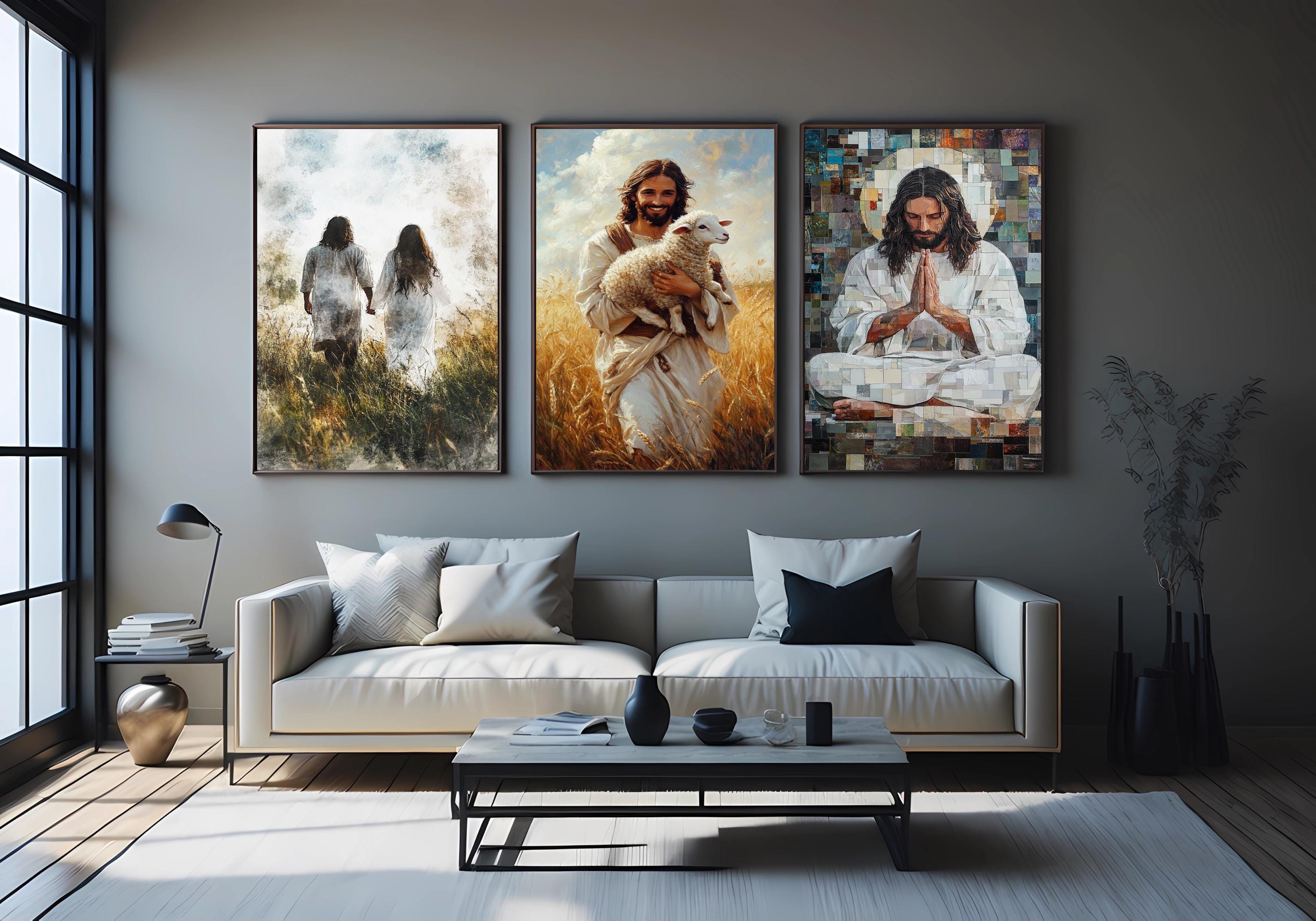 Jesus Christ Canvas Art – Good Shepherd 3-Piece Christian Wall Art Set