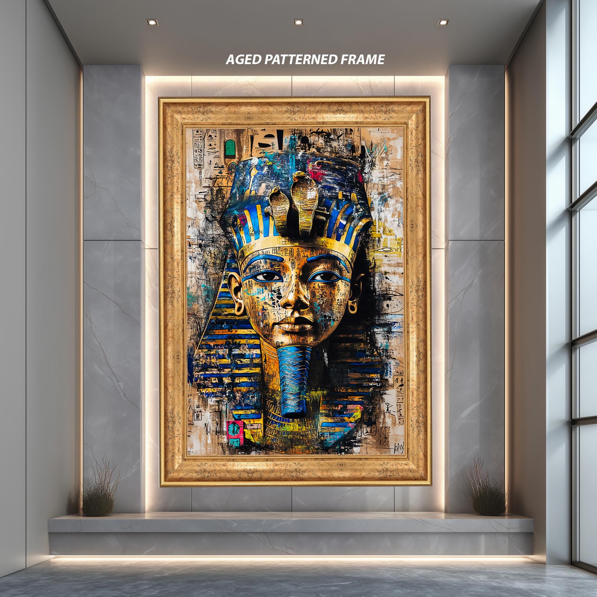 Egyptian Street Art Canvas - Pharaoh Canvas Print | Tutankhamun Wall Art, Bold History Artwork