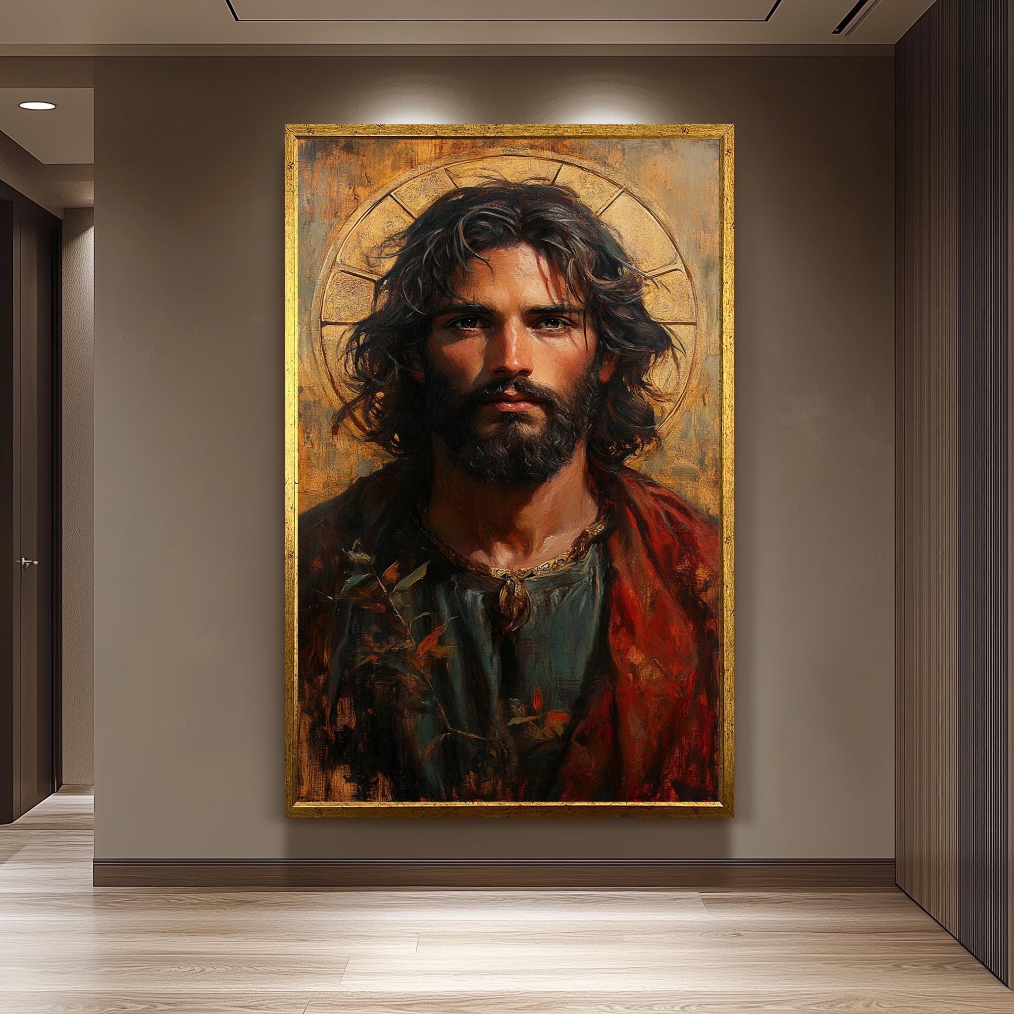 Jesus Christ Portrait Painting – Hand Painted Christian Canvas | Sacred Religious Artwork
