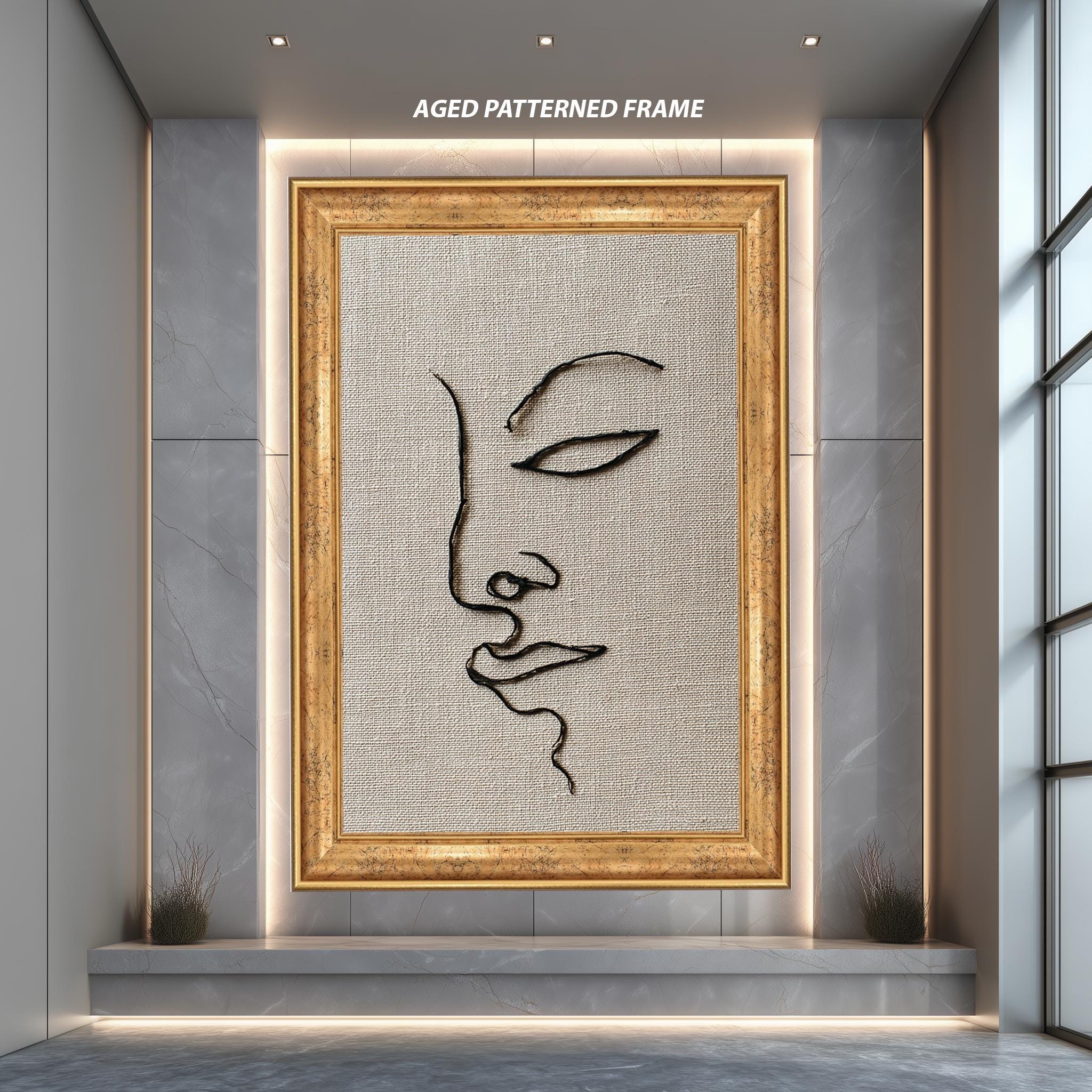 Minimalist Line Art – Organic One Line Portrait Canvas Wall Art | Japandi Style