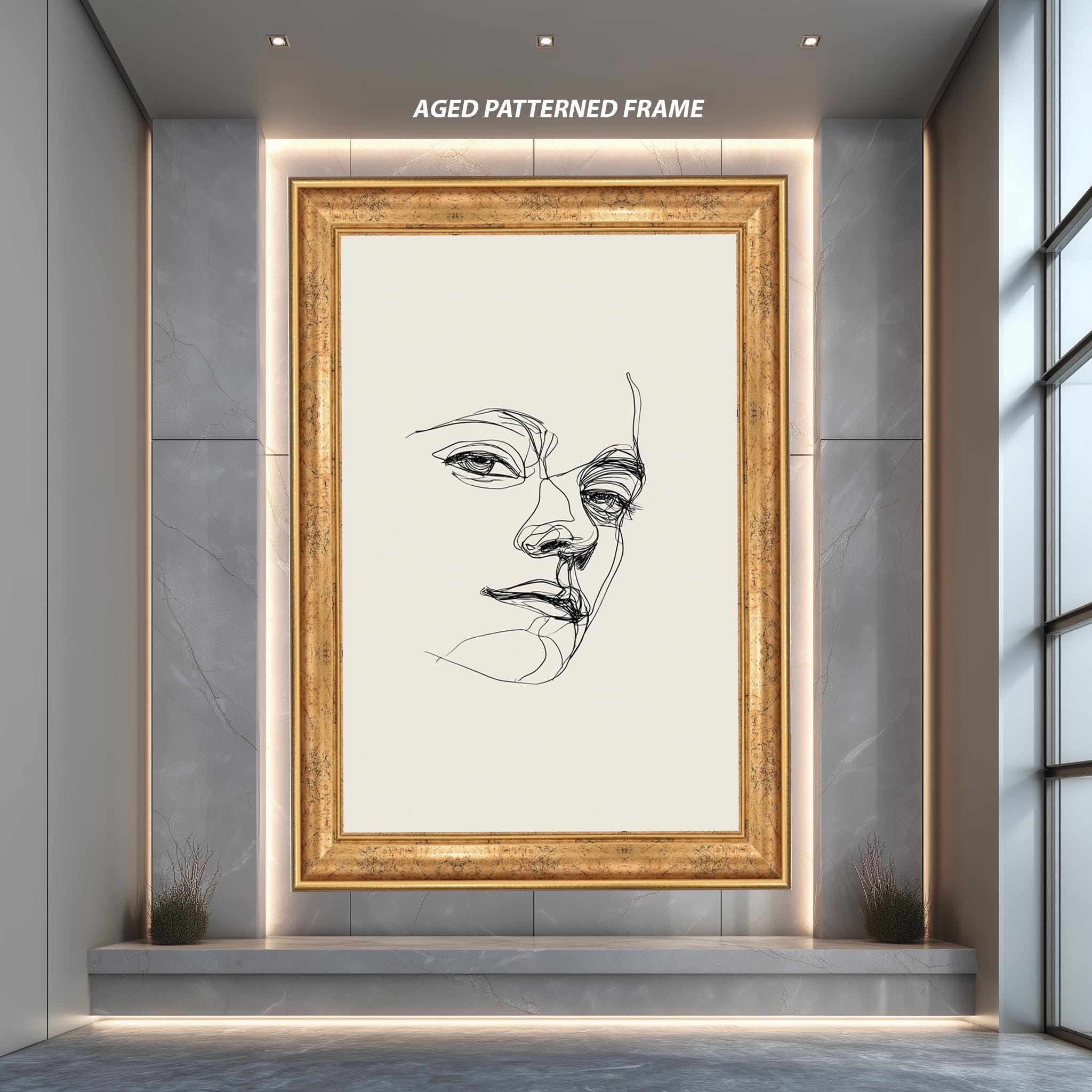 Abstract Face Drawing – Continuous Line Art | Minimal Black Line Portrait Poster