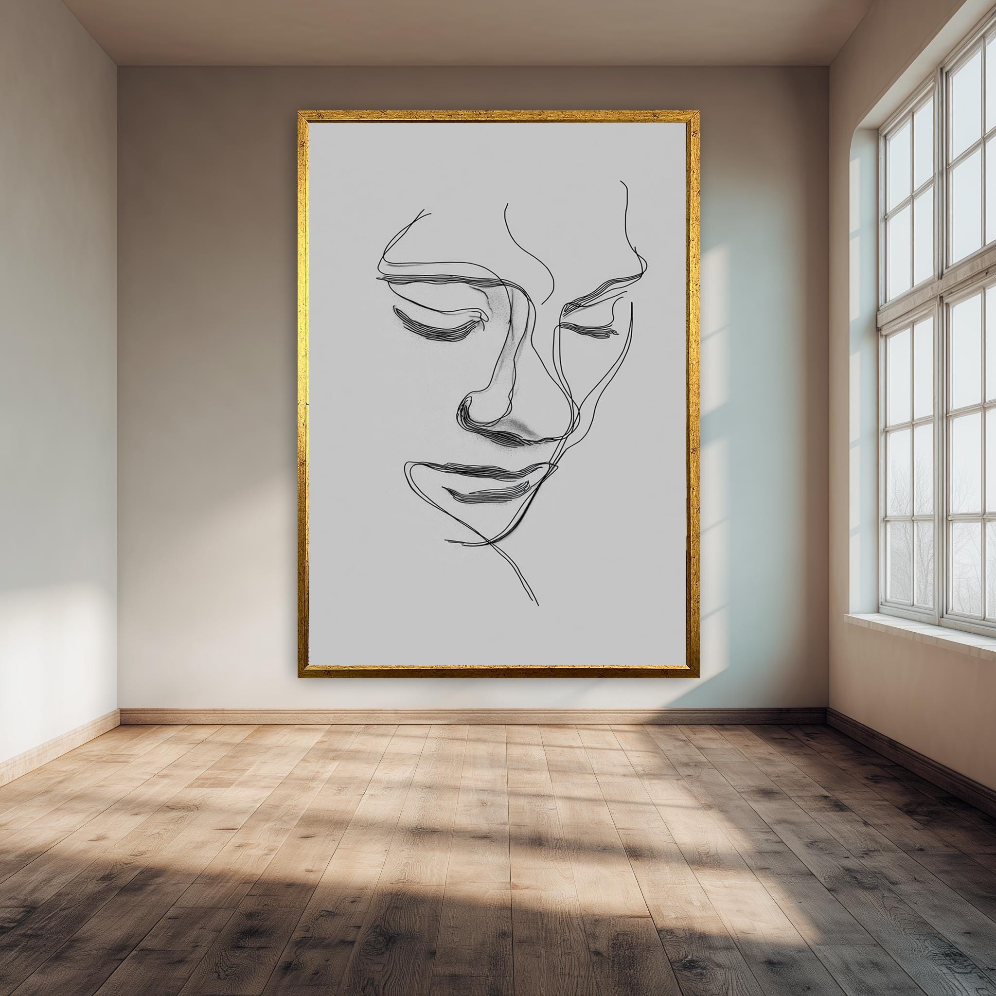 Minimal Line Art Portrait – Modern Abstract Wall Art | Elegant Face Sketch