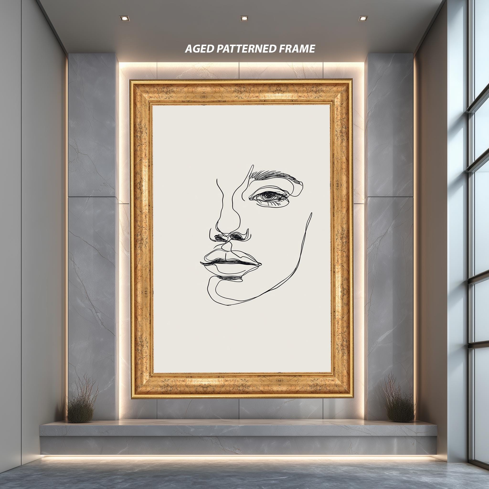 Abstract Face Wall Art – Minimalist Line Drawing Canvas for Modern Wall Decor