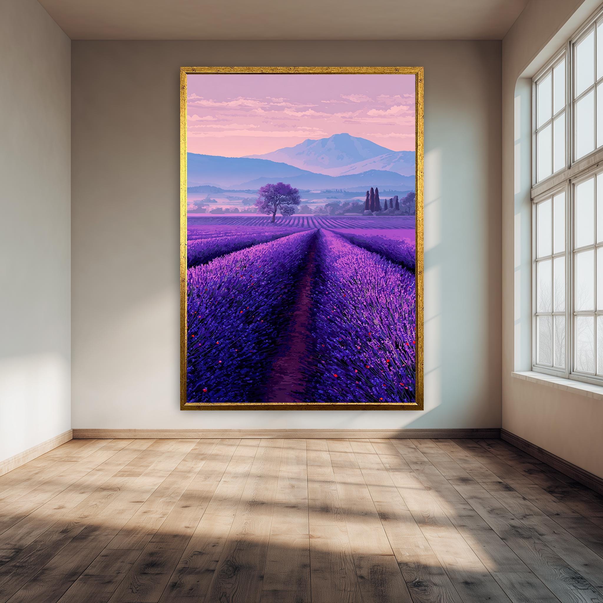 Lavender Field Art Print - Purple Landscape Decor | Nature Digital Poster