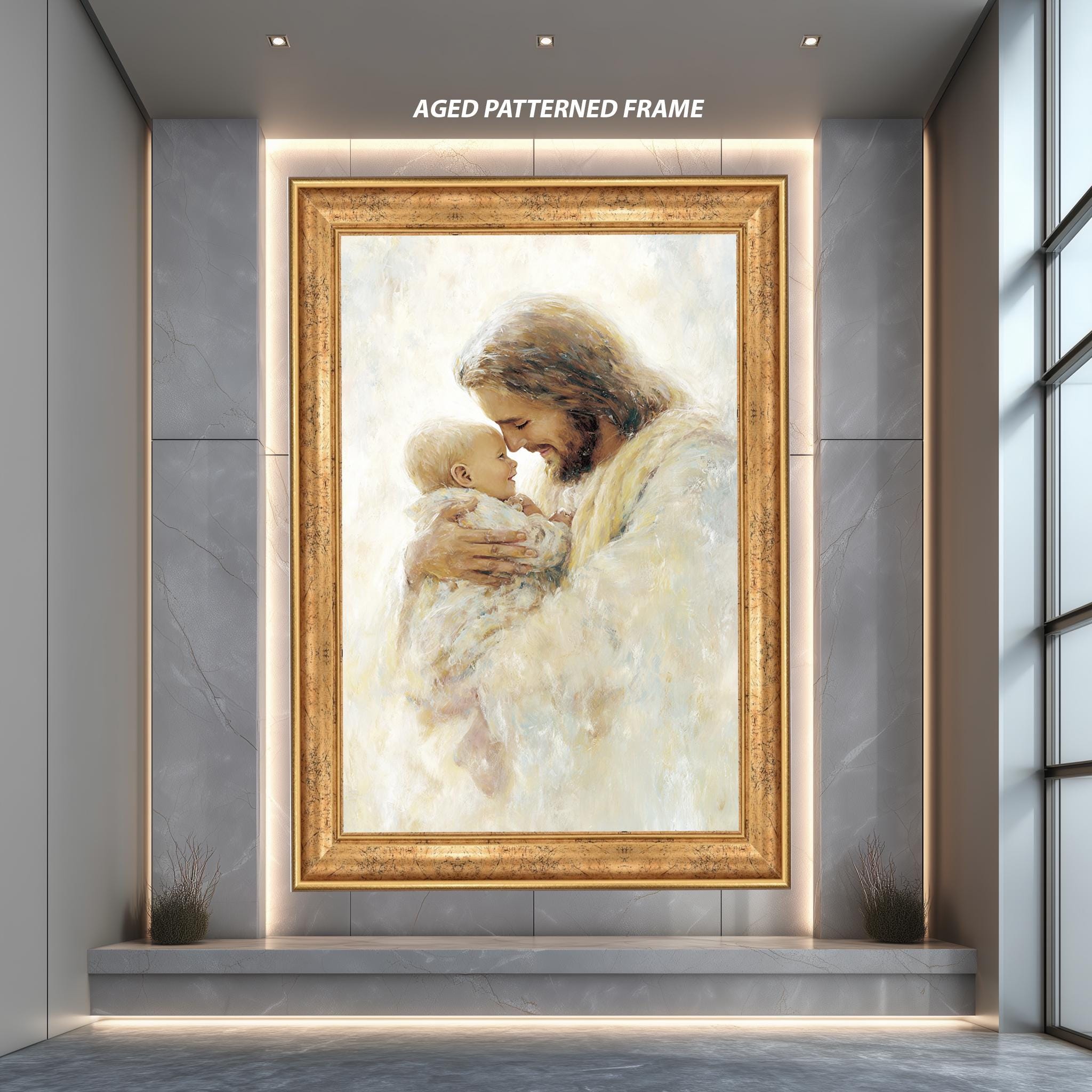 Jesus Canvas Wall Art – Christian Nursery Print | Baby Jesus Artwork, Spiritual Wall Hanging